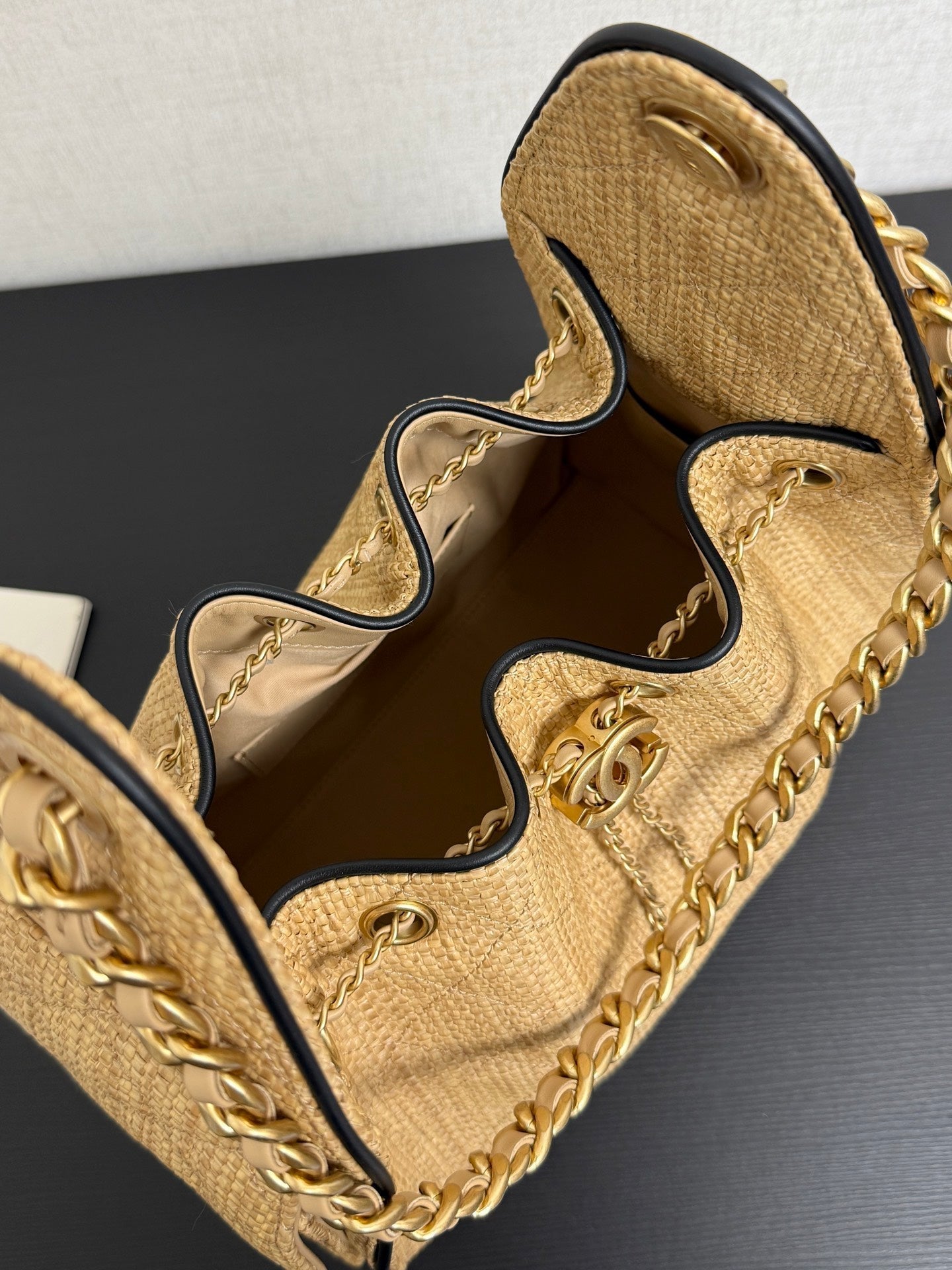 Chanel 2026 Hobo Bag 22cm Apricot Woven Leather