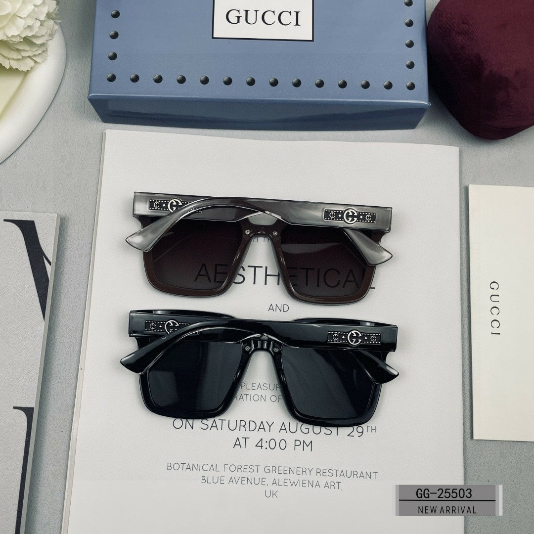 EMBOSSED LOGO SQUARE FRAME SUNGLASSES 25503 IN ACETATE