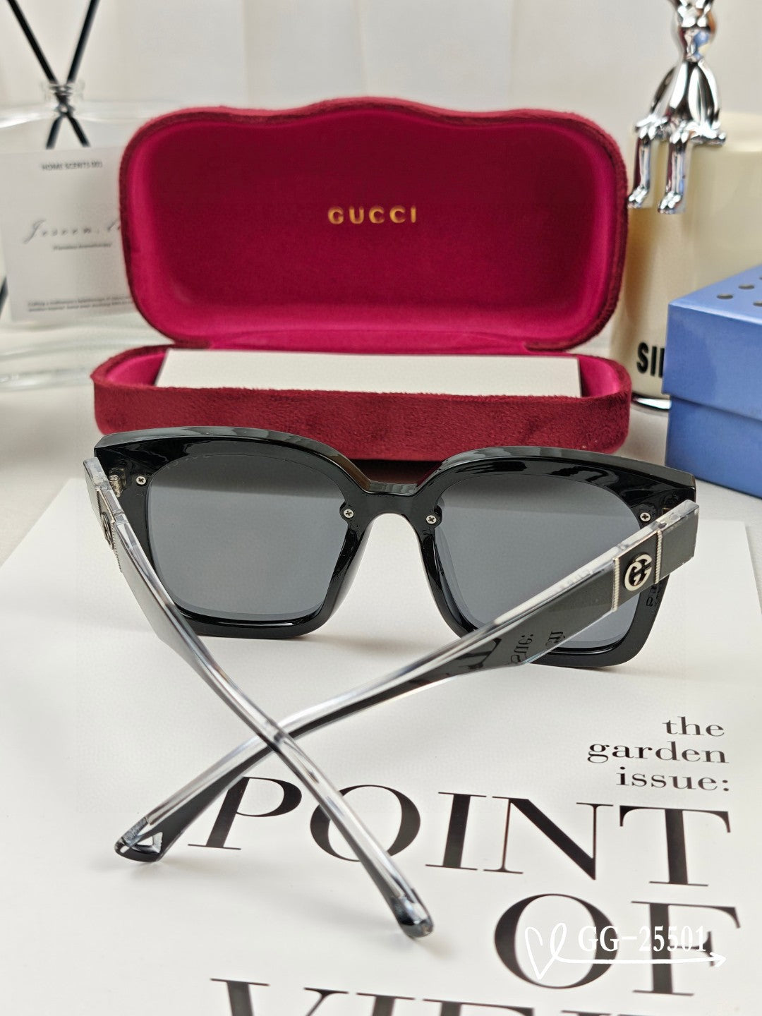 EMBOSSED LOGO SQUARE FRAME SUNGLASSES 25501 IN ACETATE