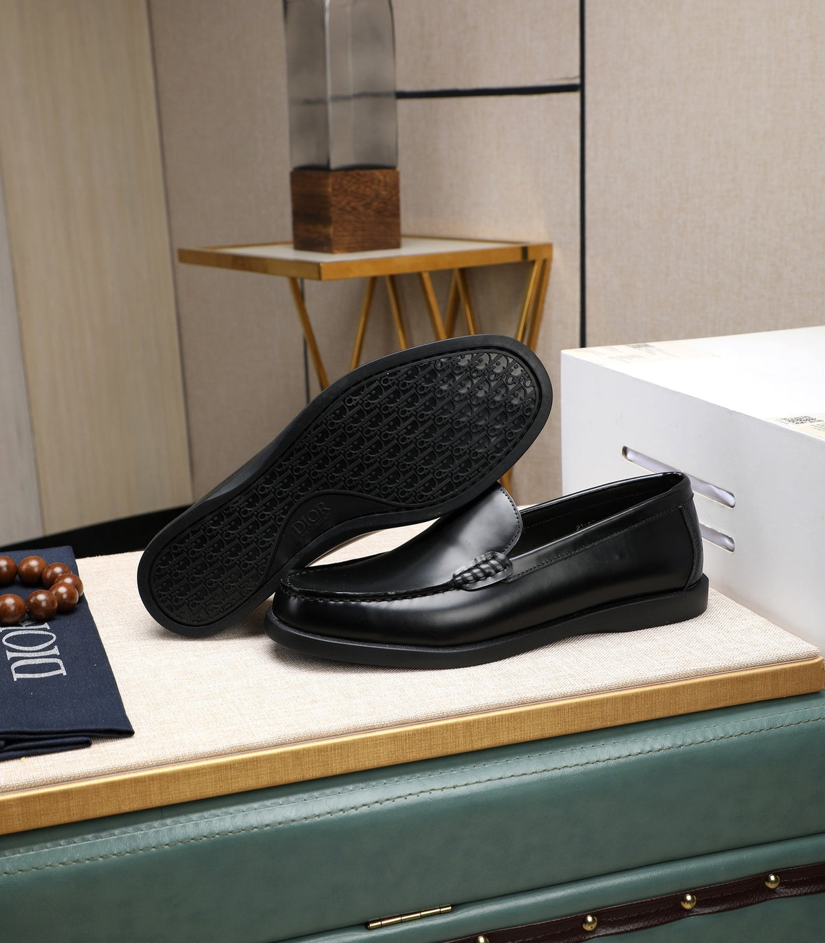 CD RETRO SEWED LOAFER BLACK SMOOTH CALFSKIN