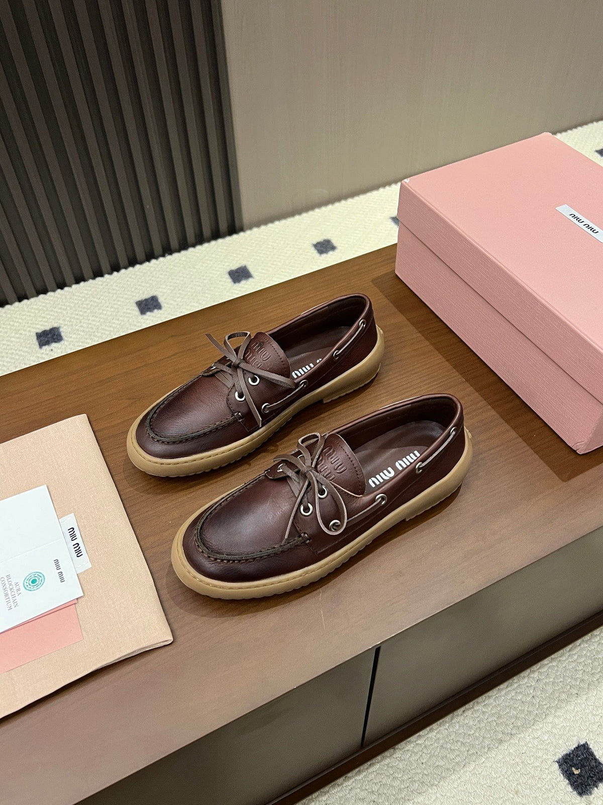 Miu Miu 2026 Lace-up Boat Loafers Leather 155974