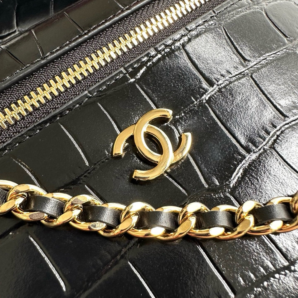Chanel 2026 Crocodile Embossed Vanity Bag 19.5cm Leather