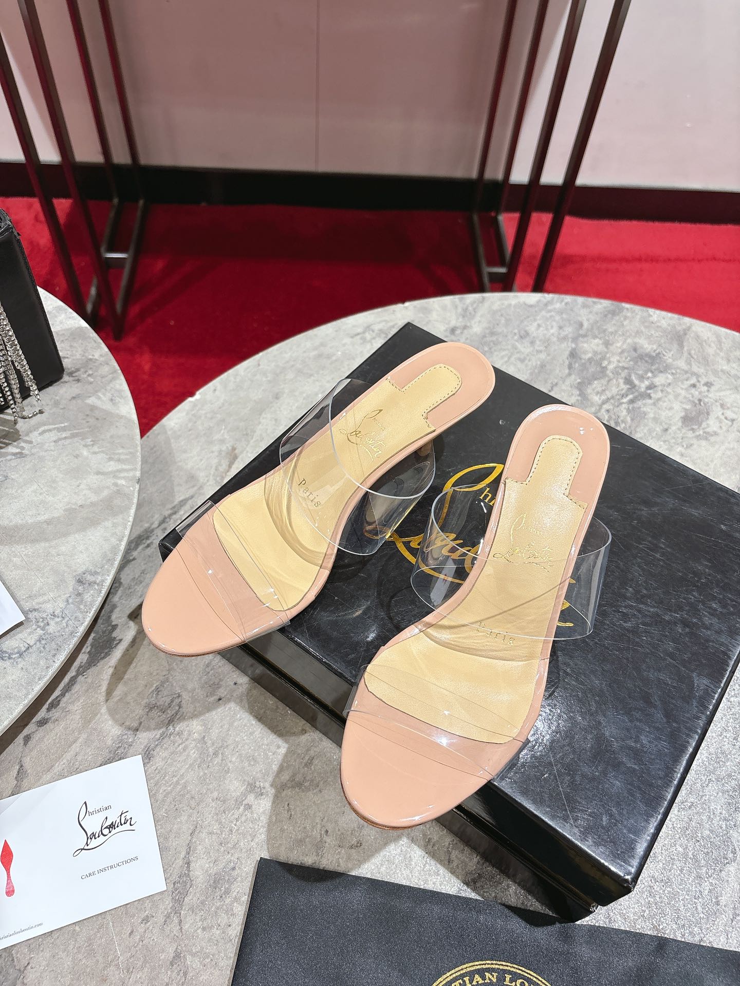 Christian Louboutin 2026 Just Nothing TPU Sandal 55m Beige Leather