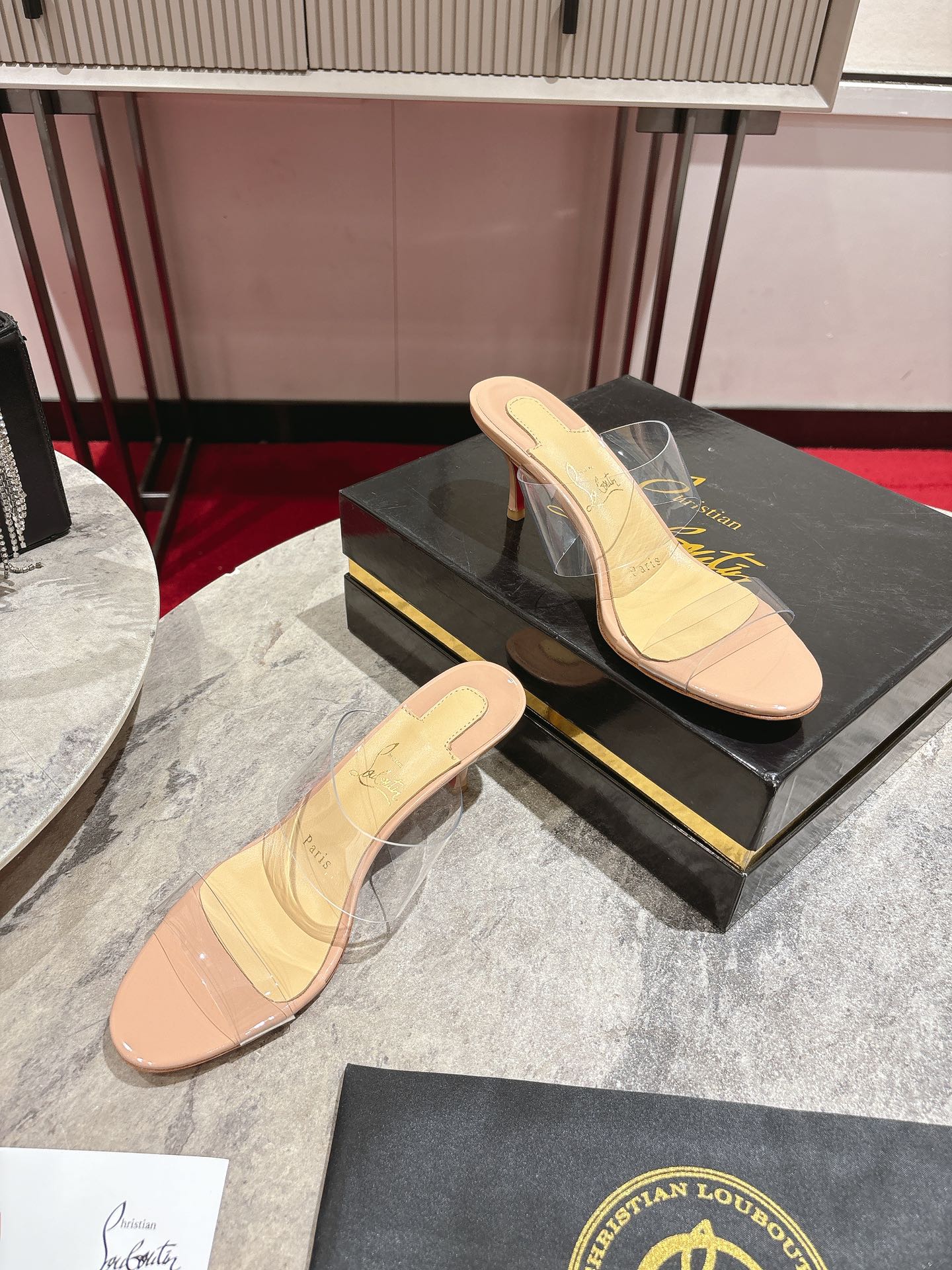 Christian Louboutin 2026 Just Nothing TPU Sandal 55m Beige Leather