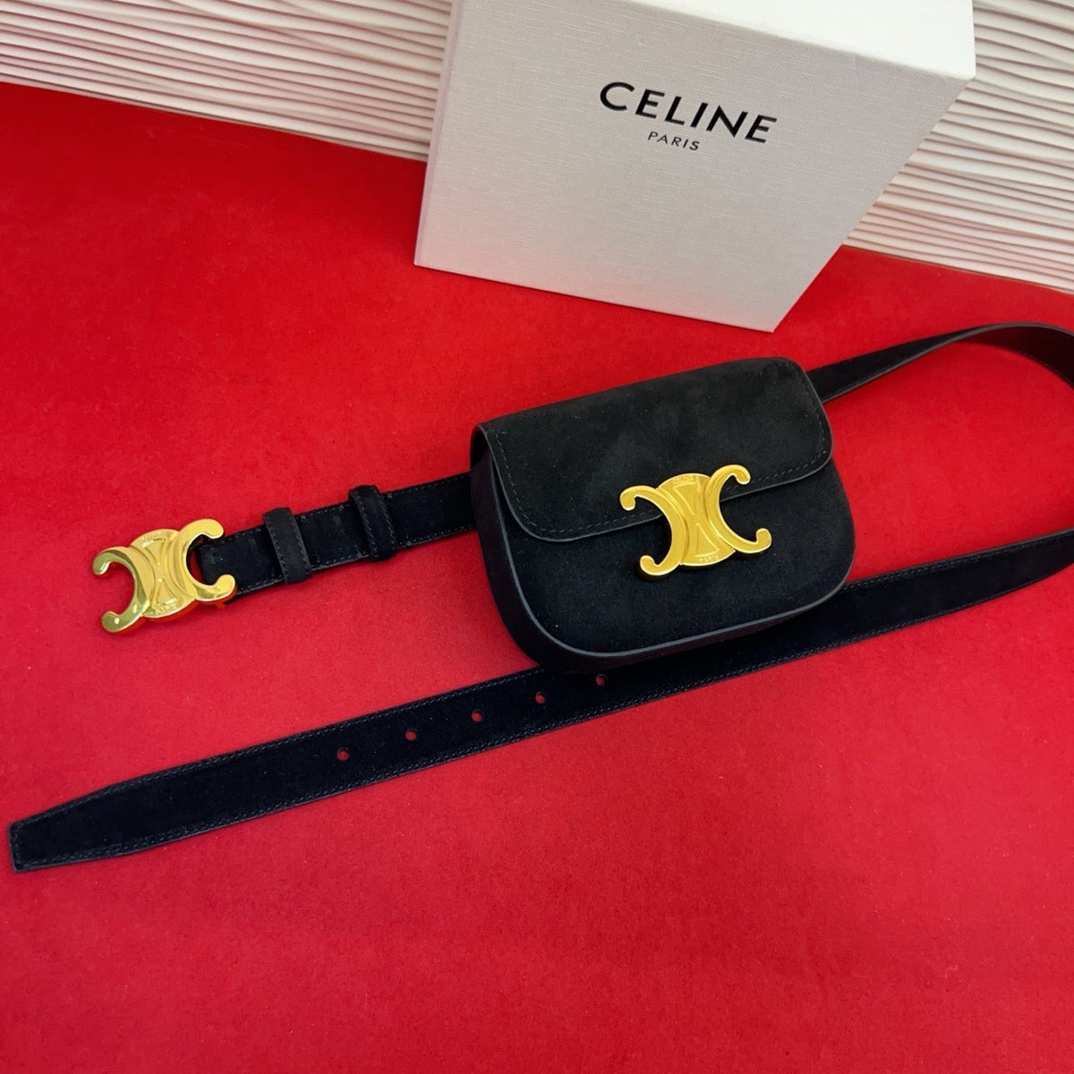 Celine 2026 Triomphe Belt Bag 25mm Suede