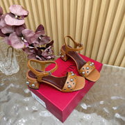 VT 25 Rivet Steel Beads Slingback Brown Lambskin 325206