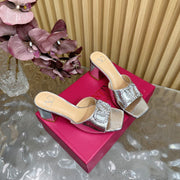 VT 25 Vlogo Mule Silver Snakeskin Leather