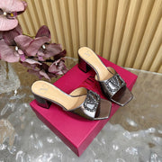 VT 25 Vlogo Mule Pink Gold Snakeskin Leather