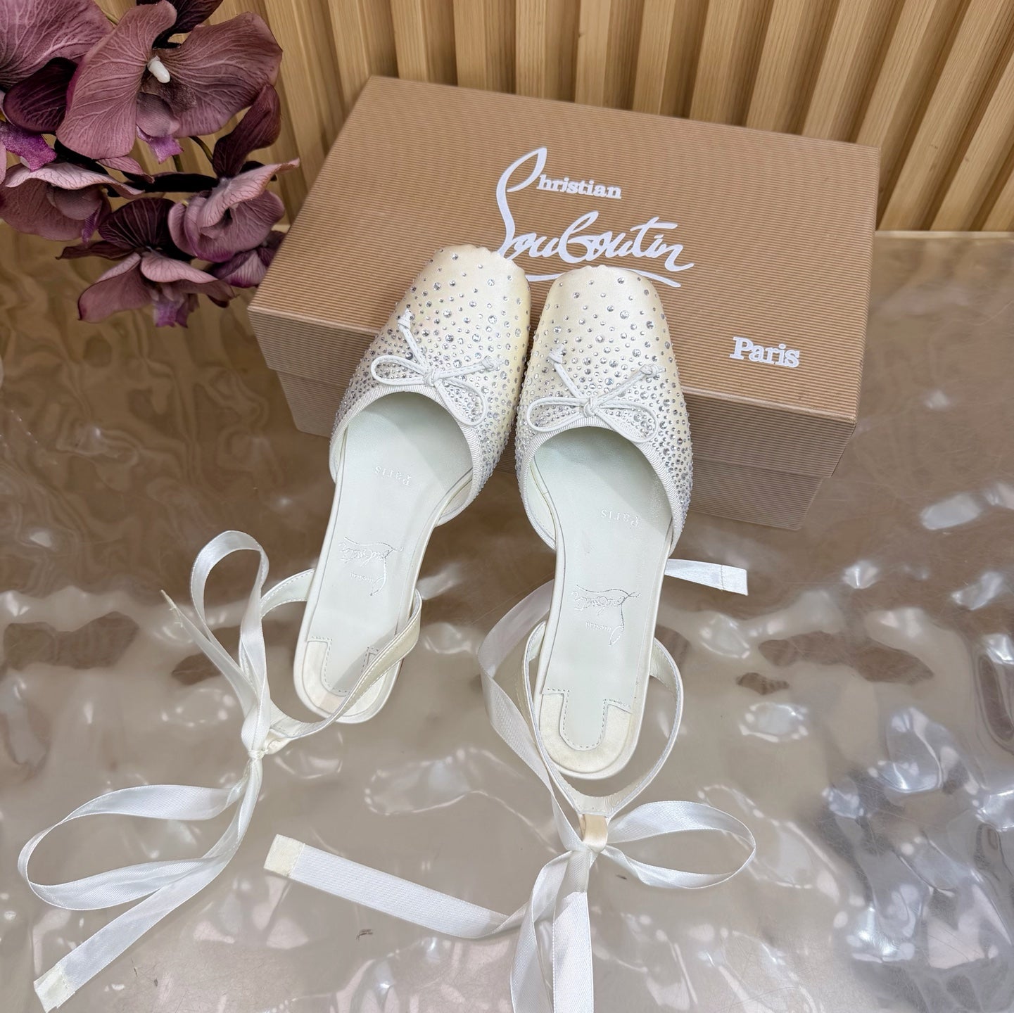 Christian Louboutin Sweetie Jane Strass Ballerina Flat Strass Silk Leather 853096