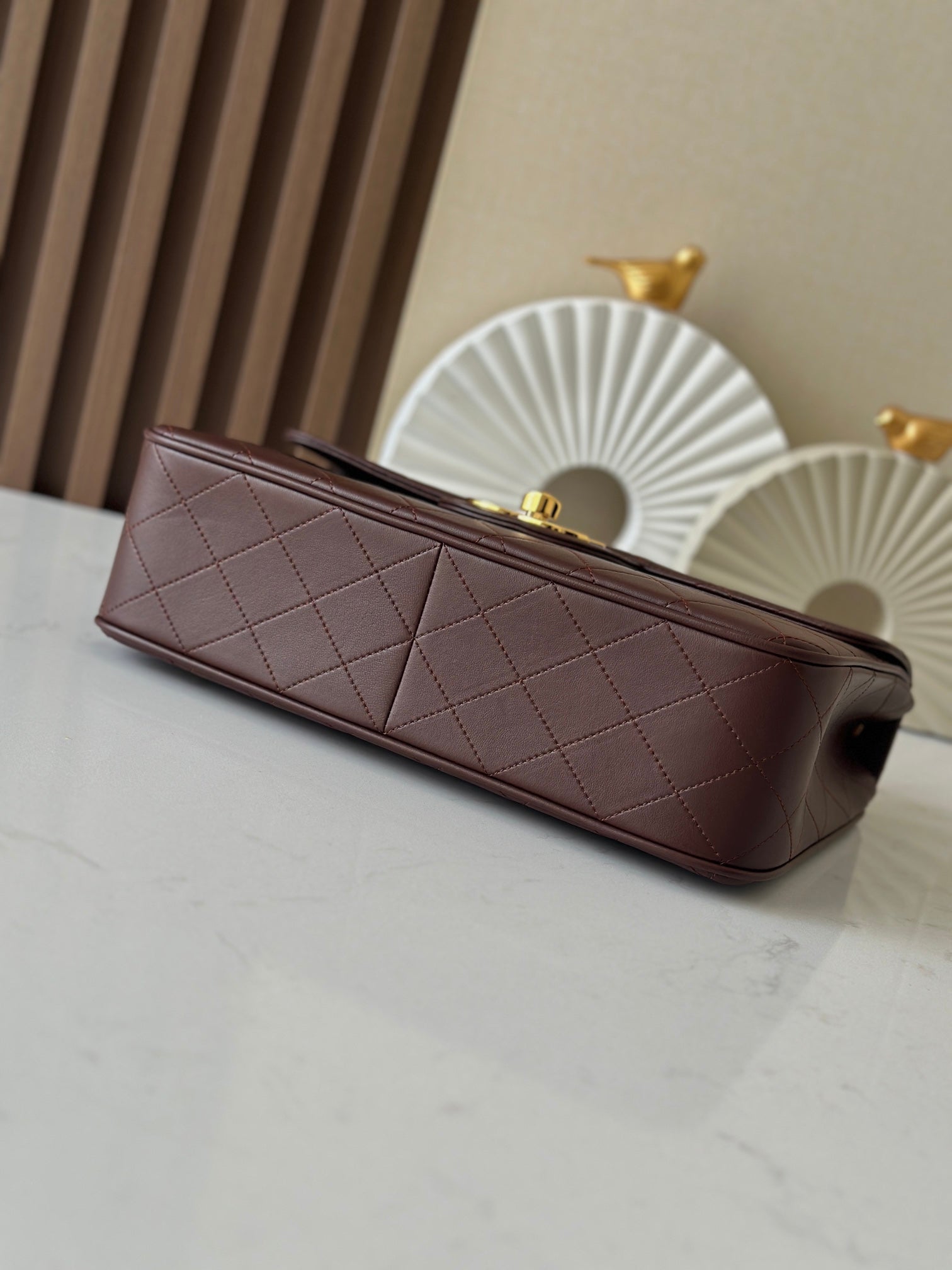 CC 2025 Flap Bag 30cm Brown Gold Lambskin 298108