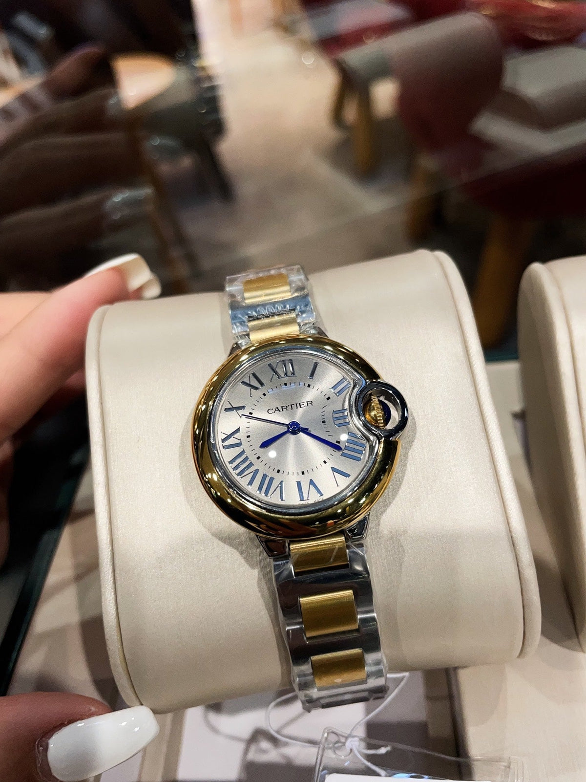 Cartier Balloon 33mm Quartz Silver Gold Bracelet