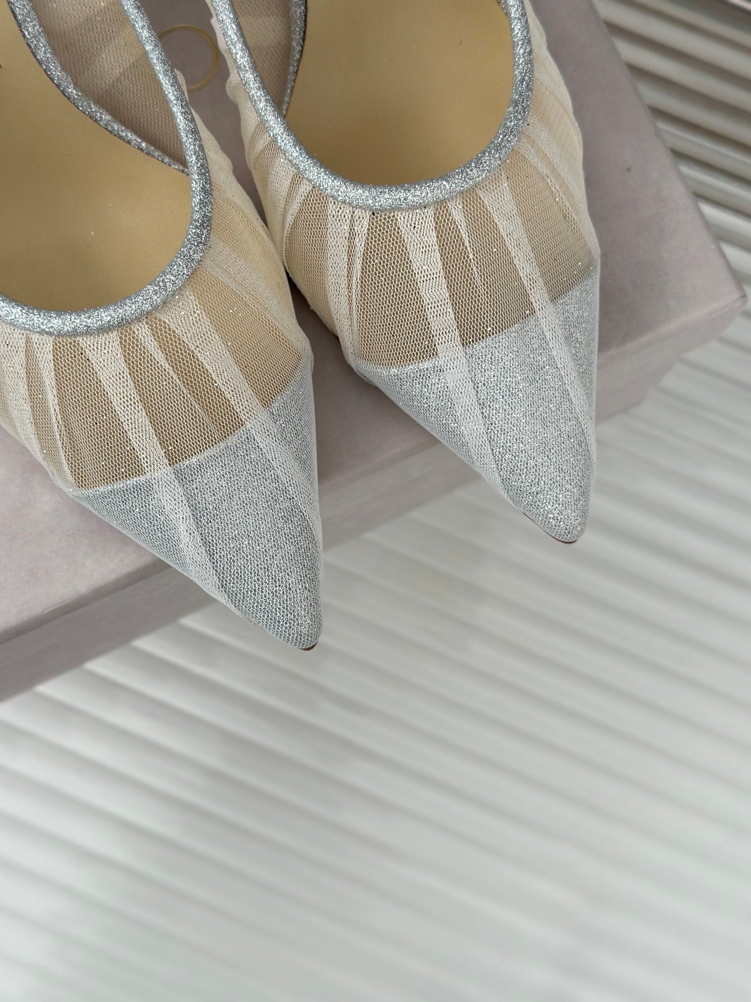 Jimmy Choo 2025 Love Pump White Mesh Leather