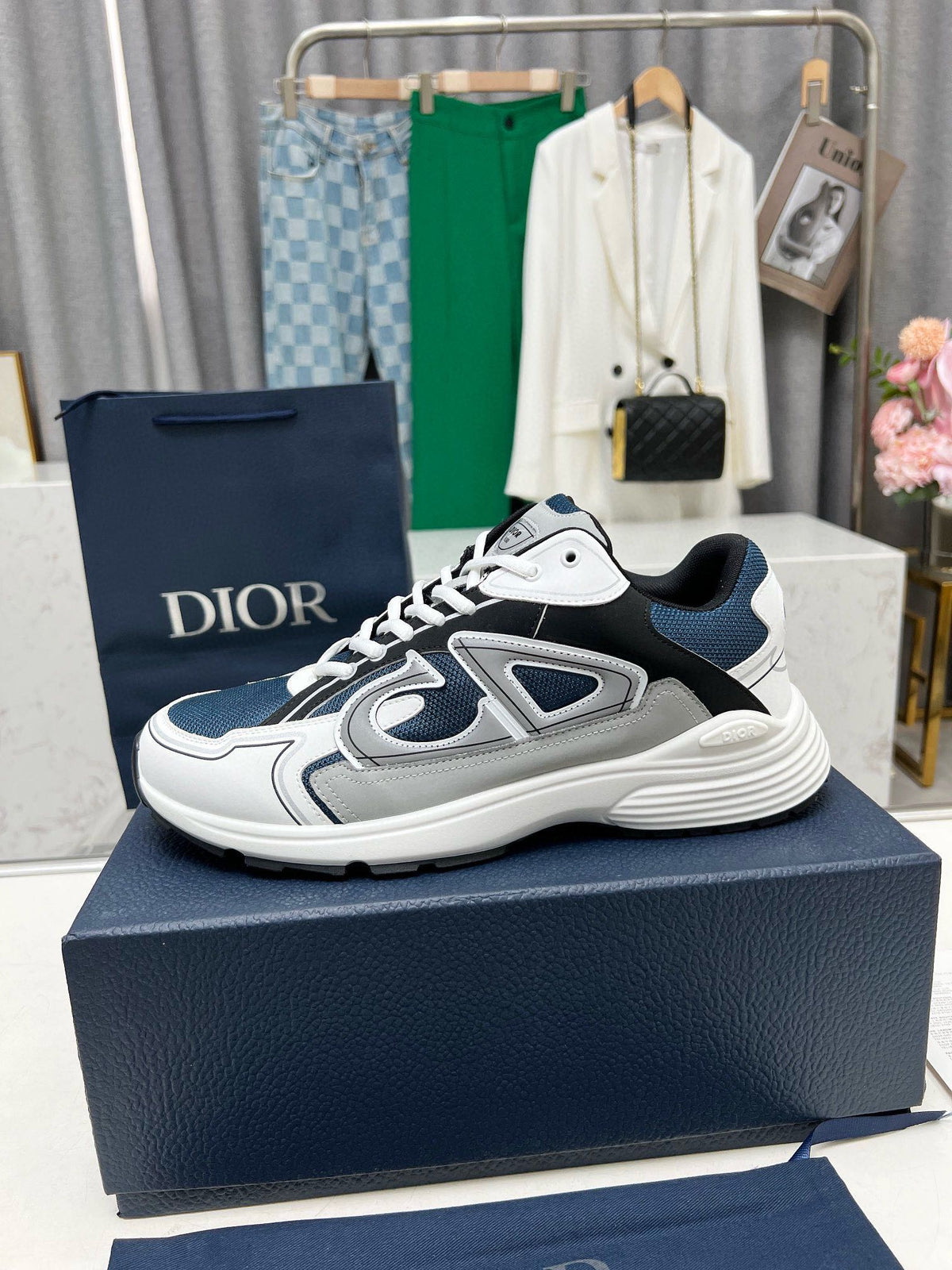 CD B30 SNEAKER AEGEAN AND WHITE MESH FABRIC