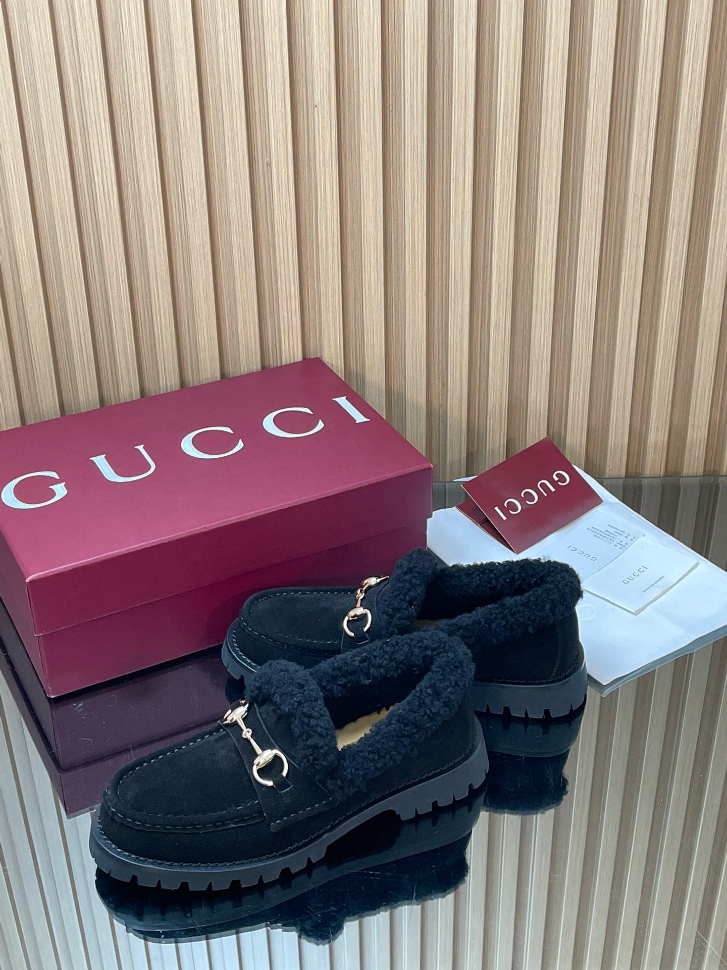 Gucci 2025 Horsebit Loafer Black Suede Wool 563043