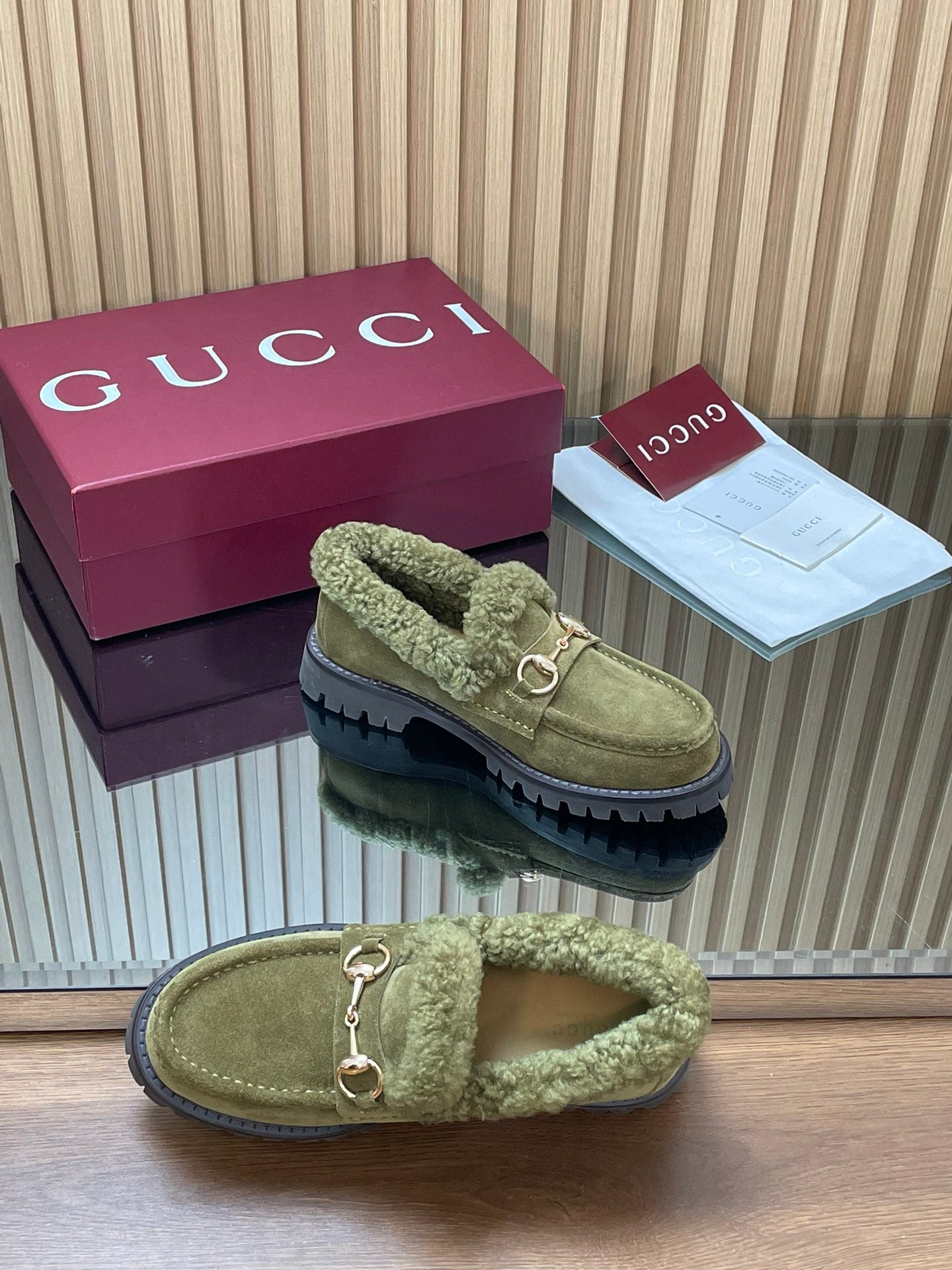 Gucci 2025 Horsebit Loafer Green Suede Wool 563047