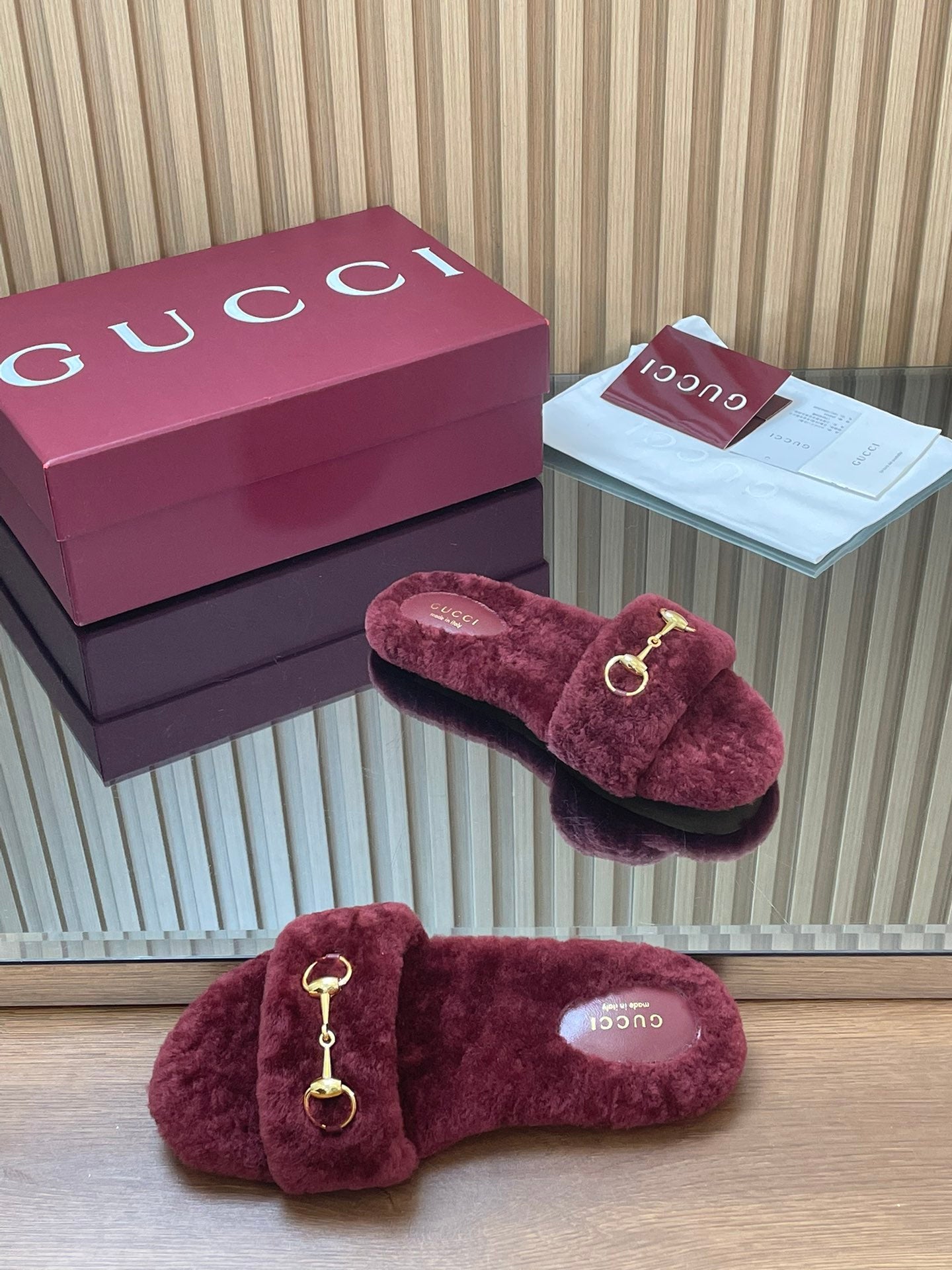 Gucci 2025 Horsebit Slipper Red Wool 562870