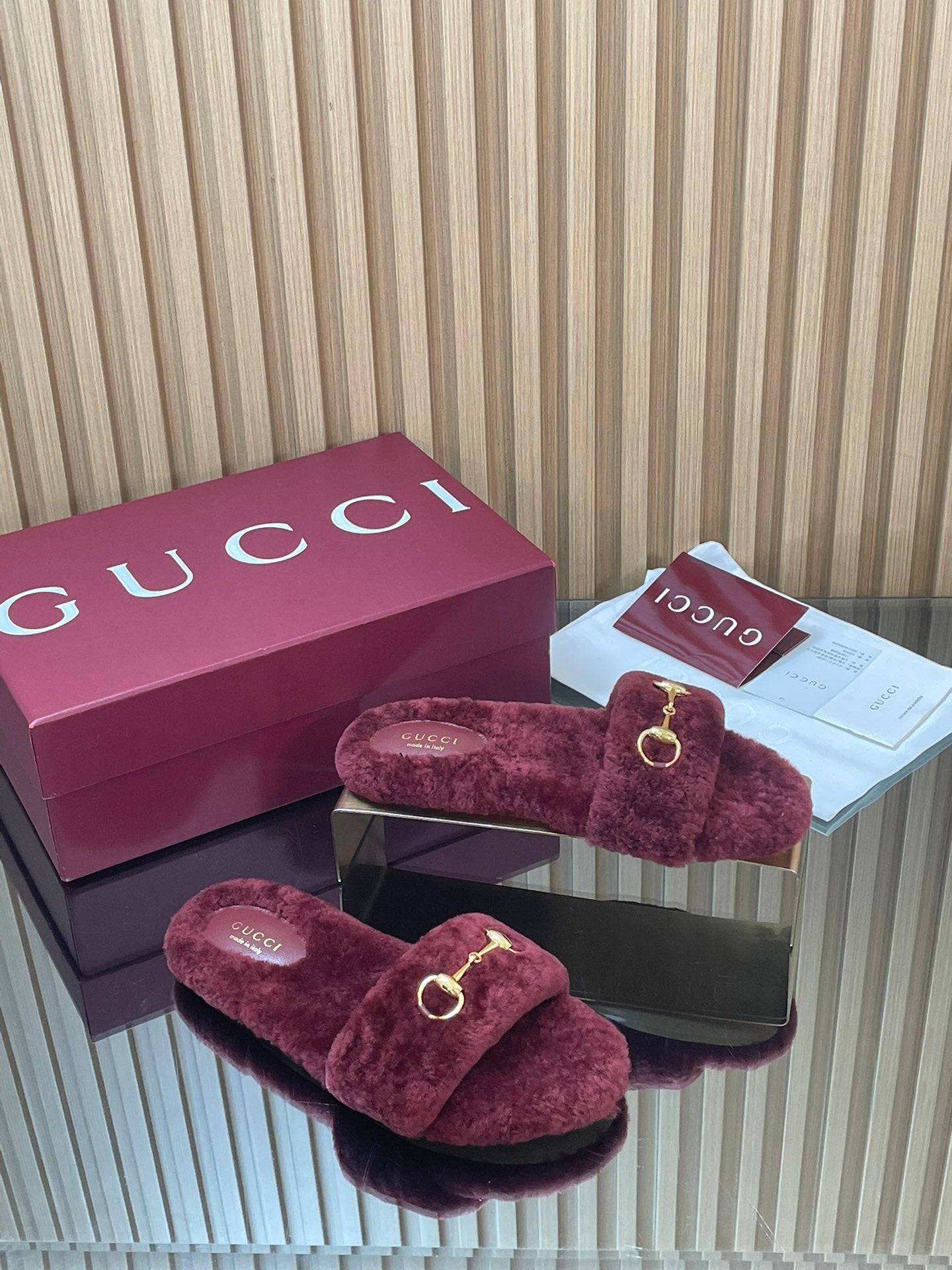 Gucci 2025 Horsebit Slipper Red Wool 562870