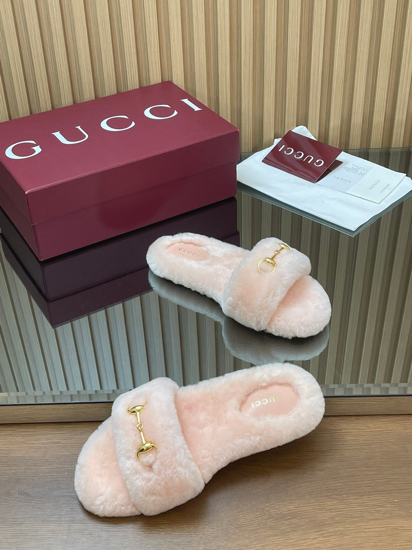 Gucci 2025 Horsebit Slipper Light Pink Wool 562873