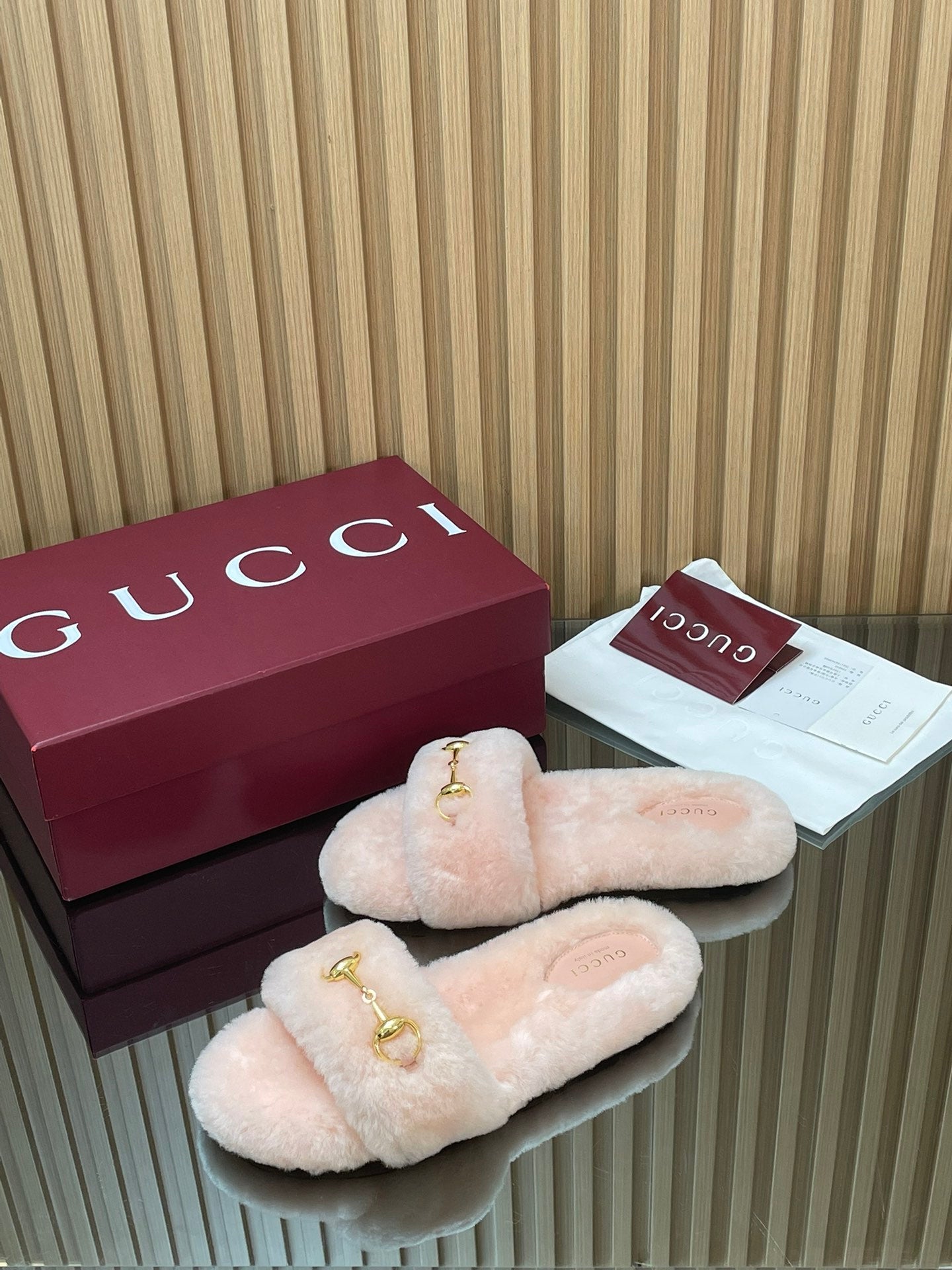 Gucci 2025 Horsebit Slipper Light Pink Wool 562873