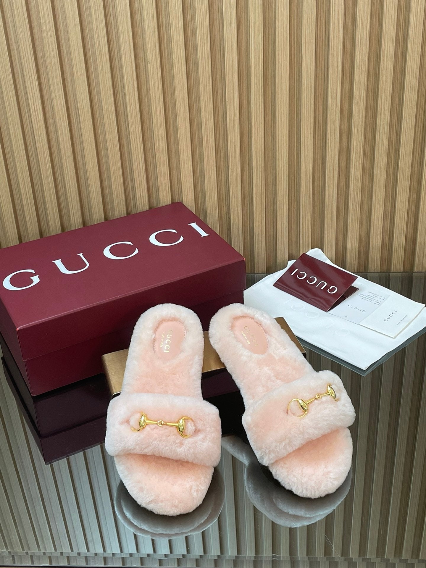 Gucci 2025 Horsebit Slipper Light Pink Wool 562873