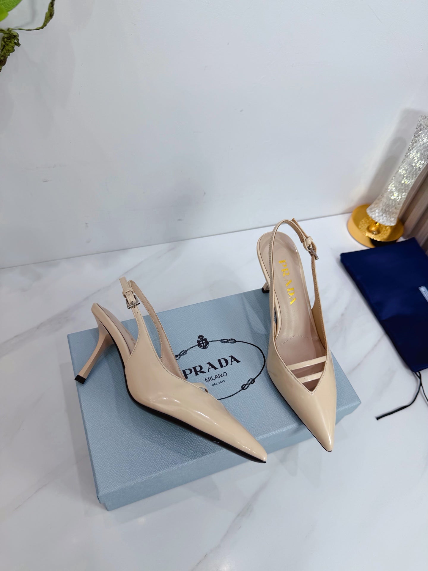 PRA 26SS Slingback 75 Beige Patent Leather 592340