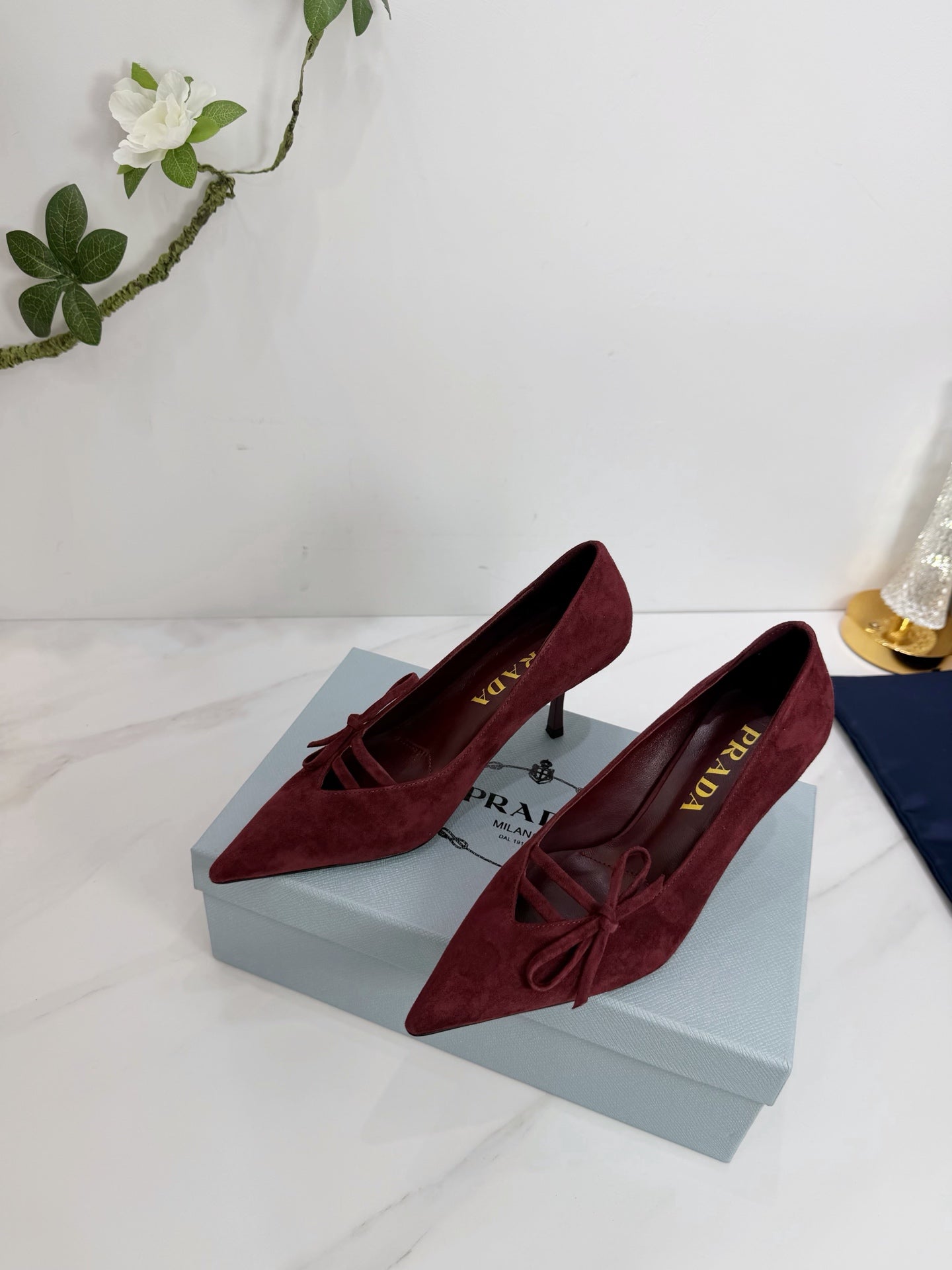 PRA 26SS High Heels Pumps 75 Burgundy Suede 592357