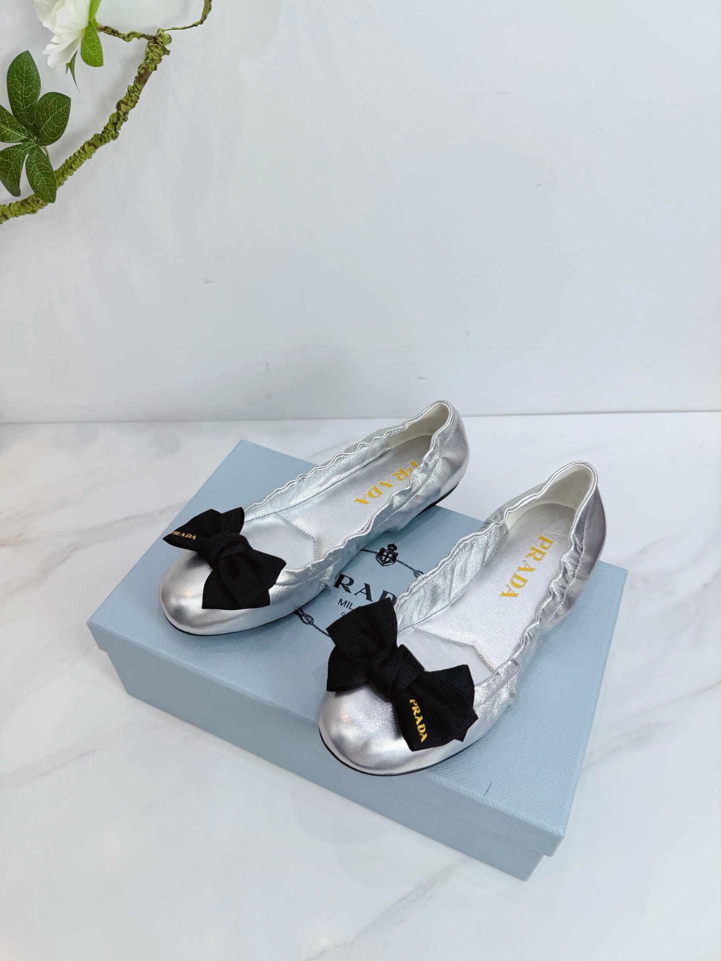 PRA 26SS Ballet Flat Sliver Metallic Sheepskin 592394