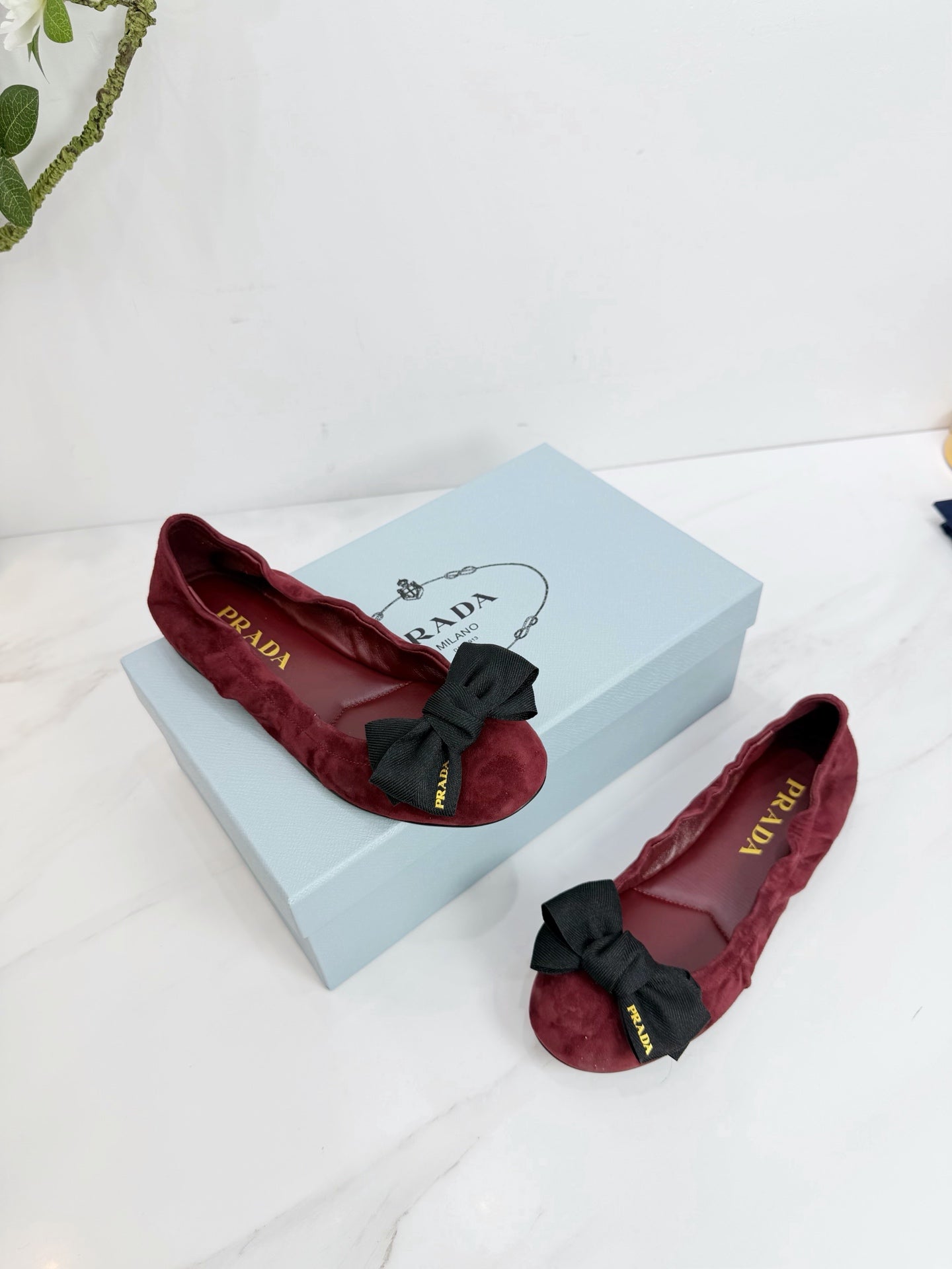 PRA 26SS Ballet Flat Burgundy Suede 592396