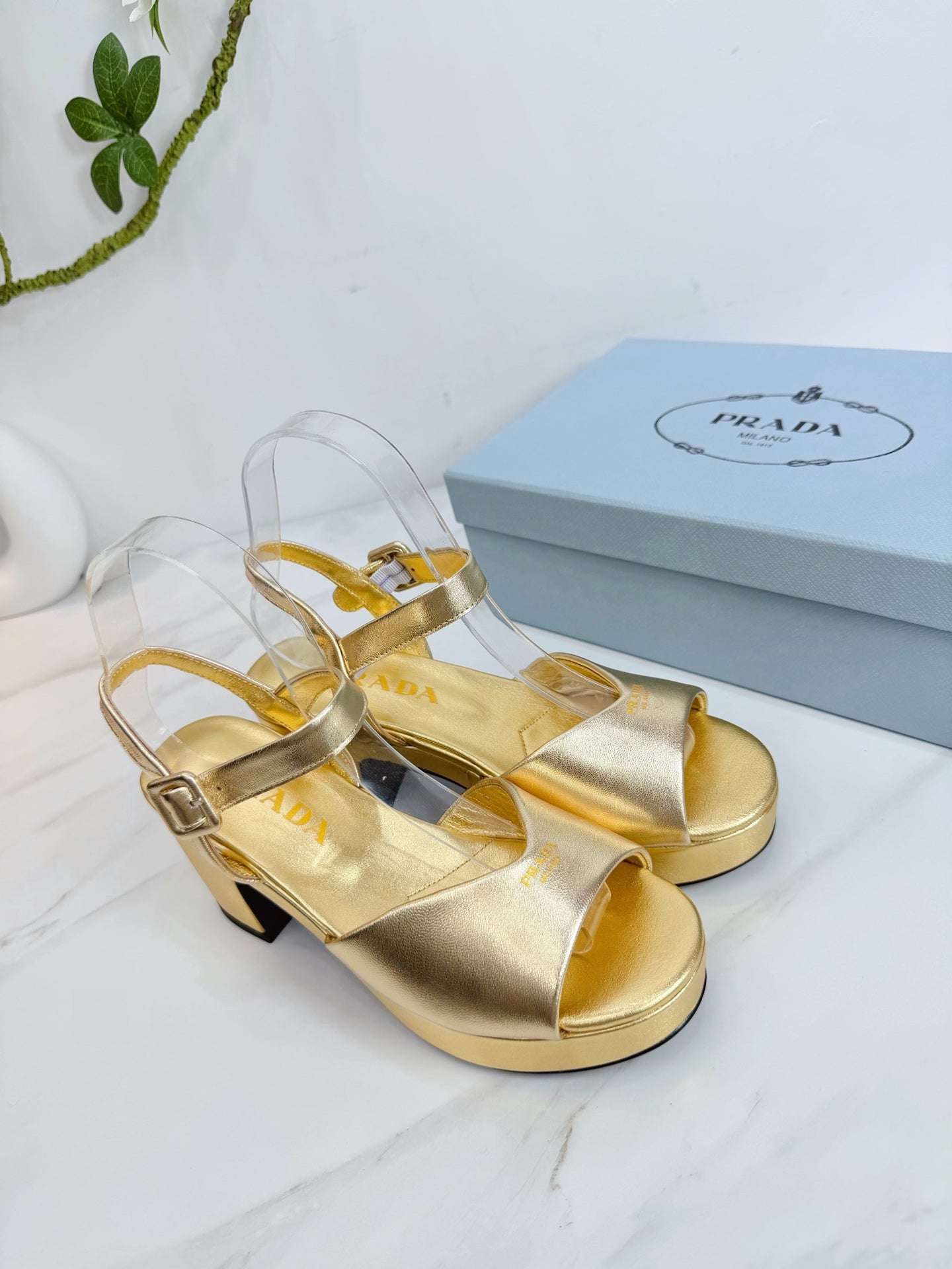 PRA 26SS Platform Sandals 75 Gold Metallic Sheepskin 592377