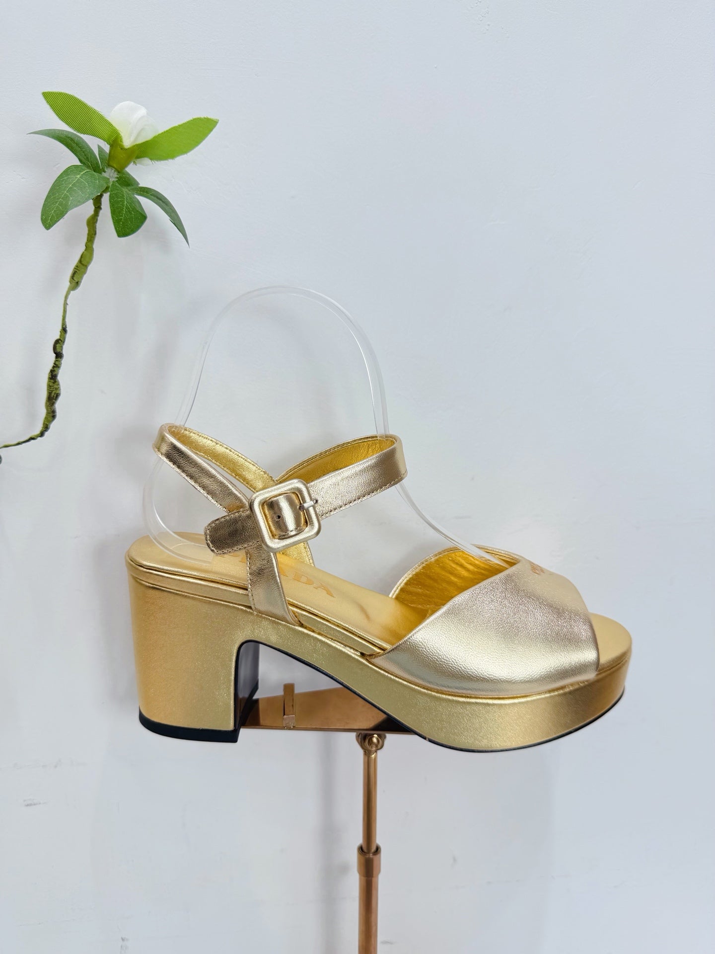 PRA 26SS Platform Sandals 75 Gold Metallic Sheepskin 592377
