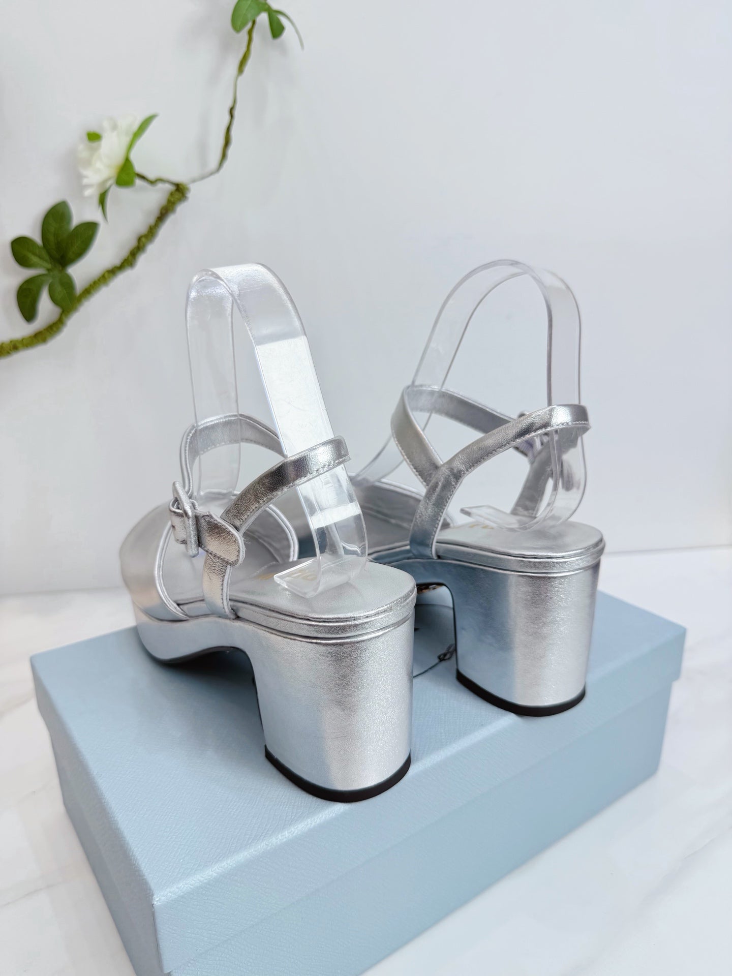 PRA 26SS Platform Sandals 75 Sliver Metallic Sheepskin 592378