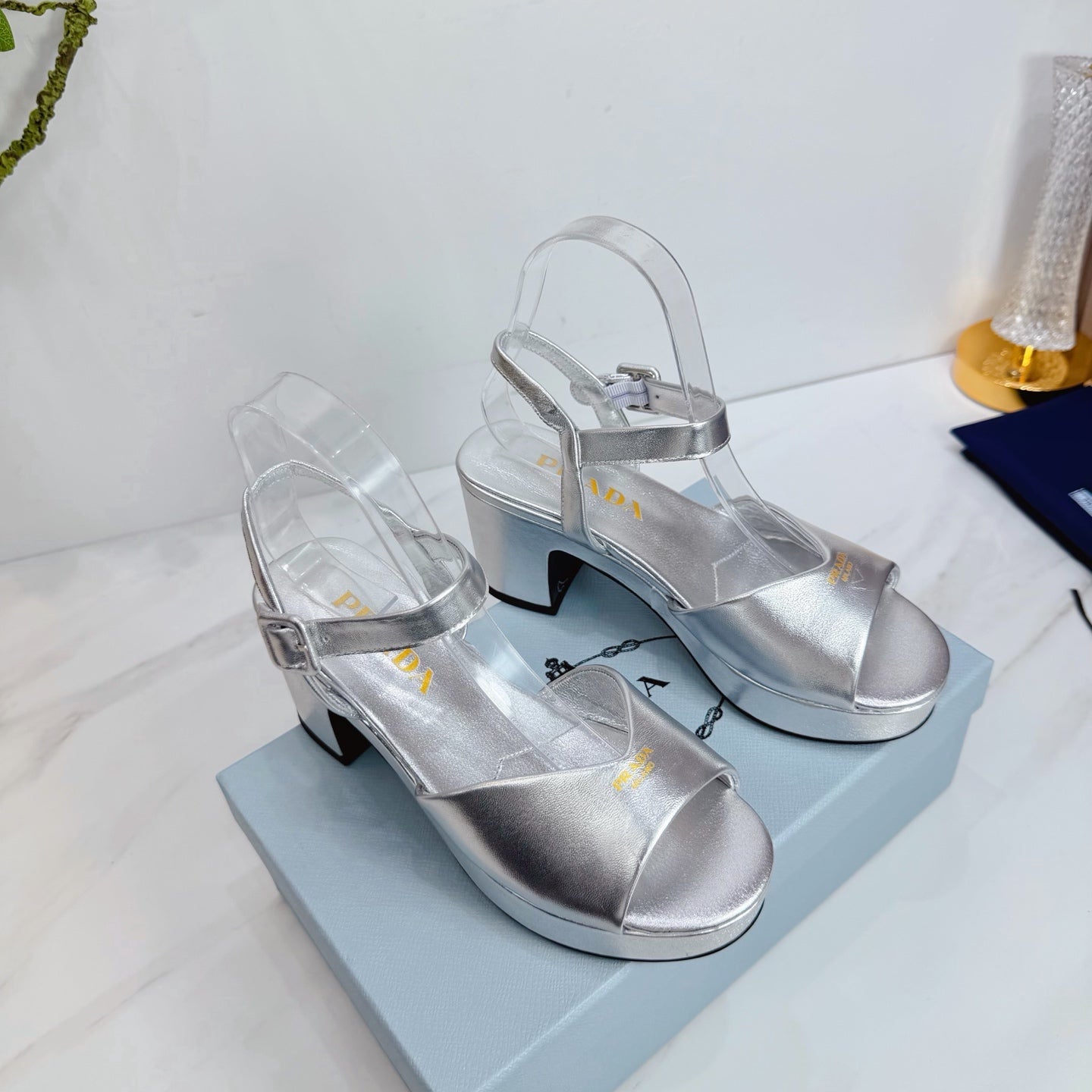 PRA 26SS Platform Sandals 75 Sliver Metallic Sheepskin 592378