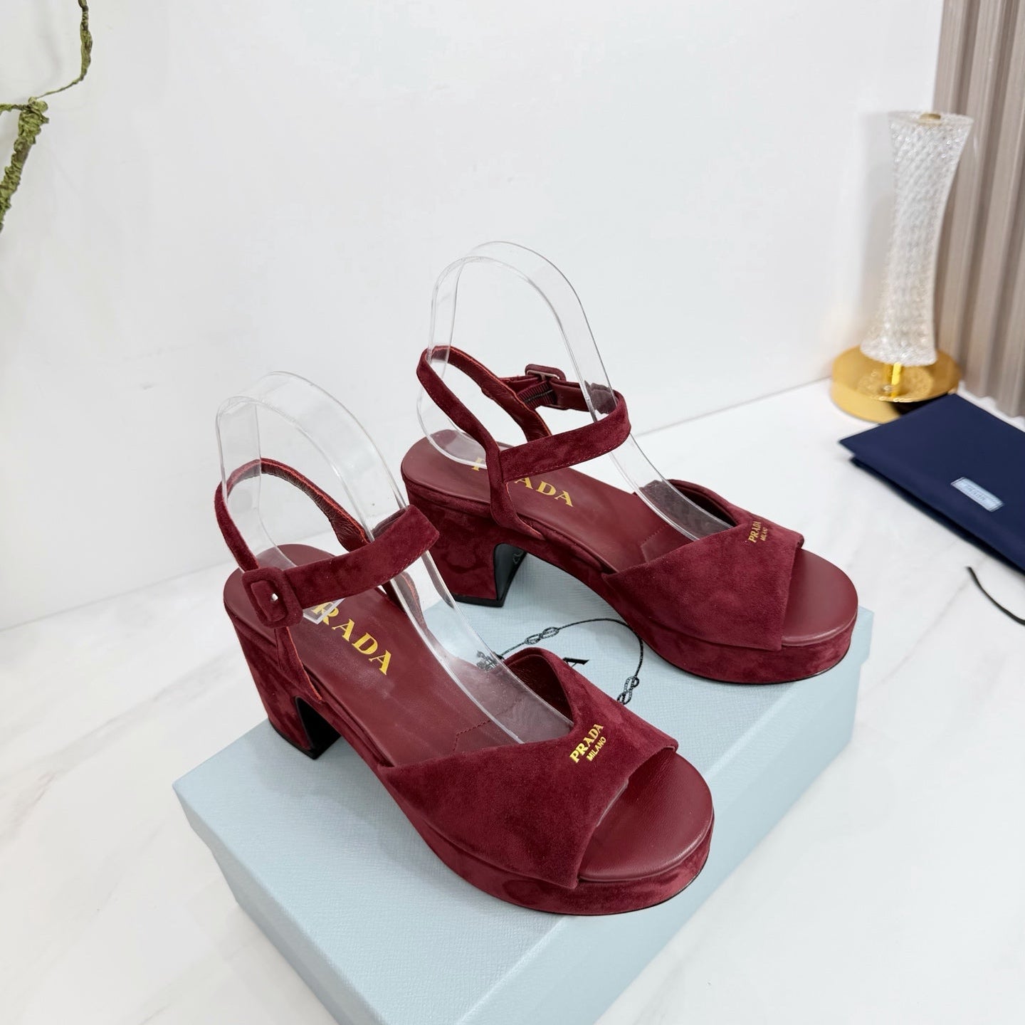 PRA 26SS Platform Sandals 75 Red Suede Sheepskin 592380