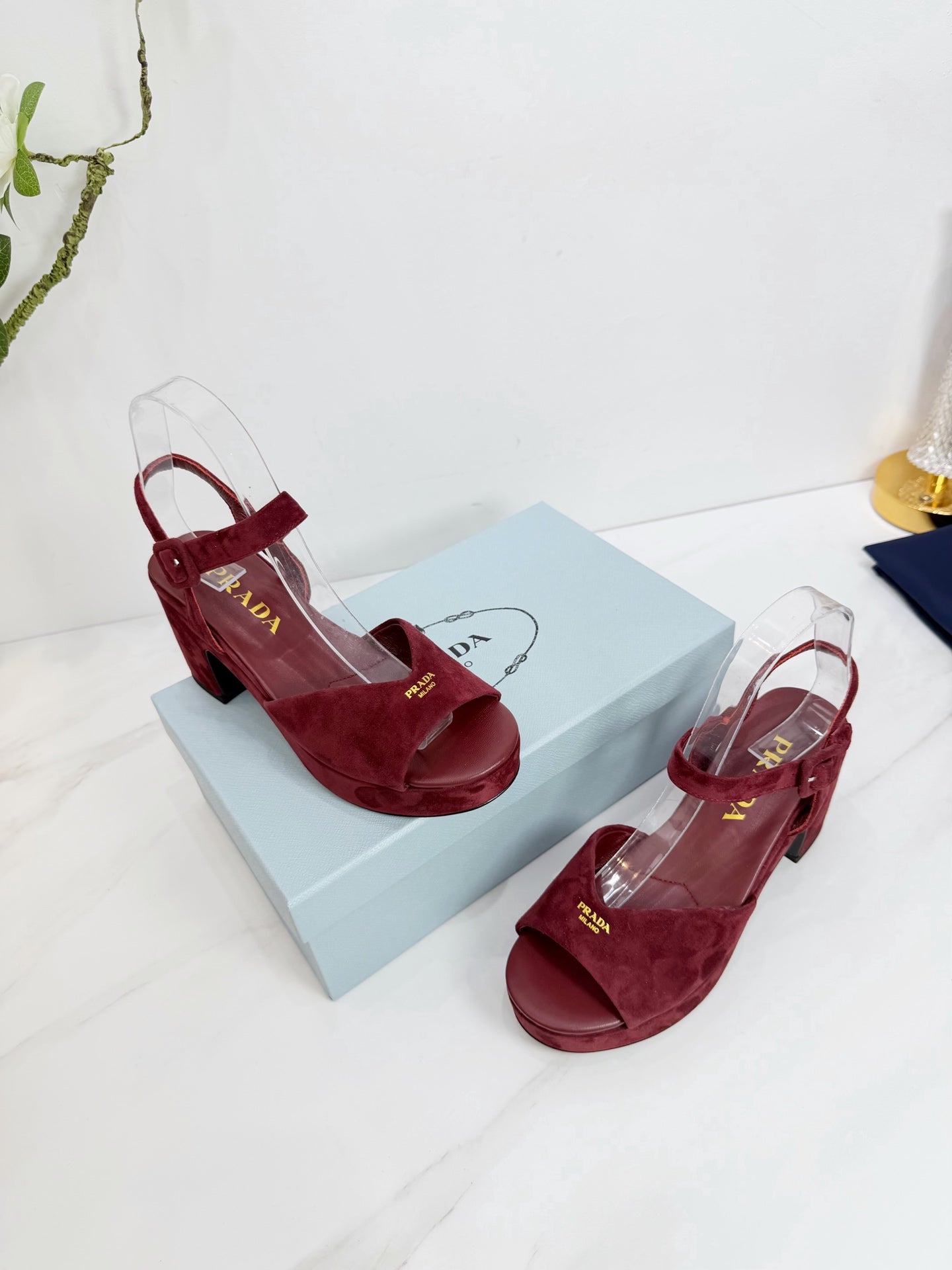 PRA 26SS Platform Sandals 75 Red Suede Sheepskin 592380