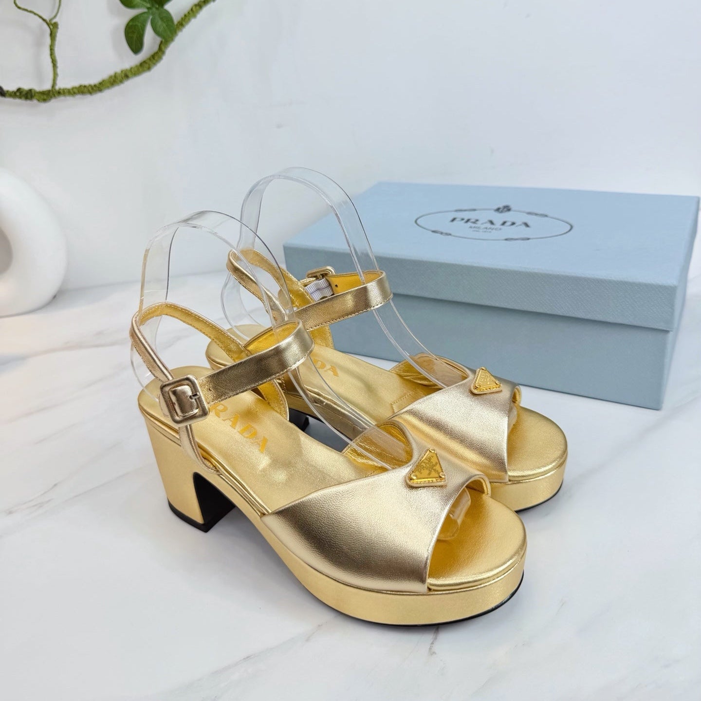 PRA 26SS Platform Sandals 75 Gold Metallic Sheepskin 592385