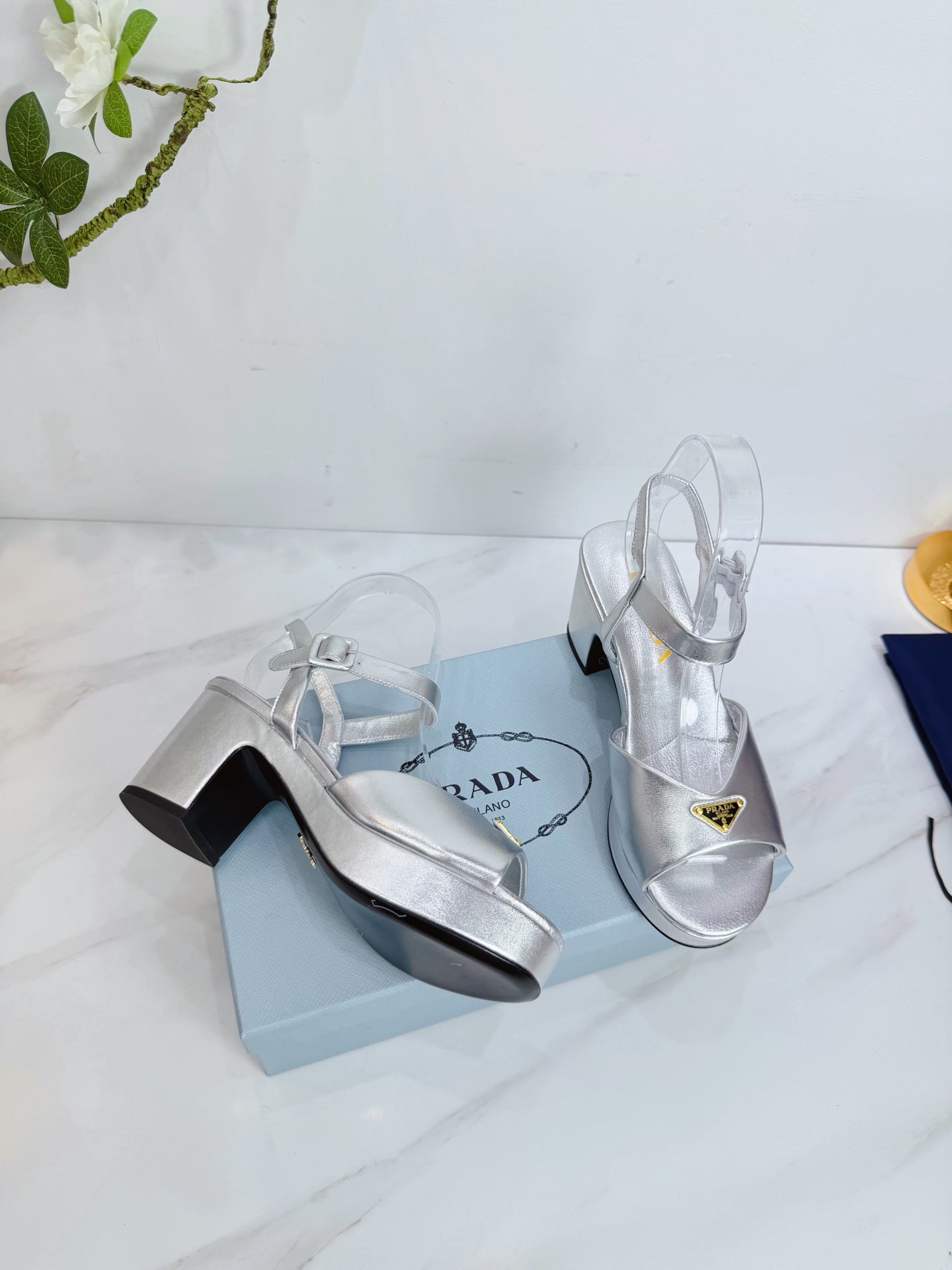 PRA 26SS Platform Sandals 75 Sliver Metallic Sheepskin 592386