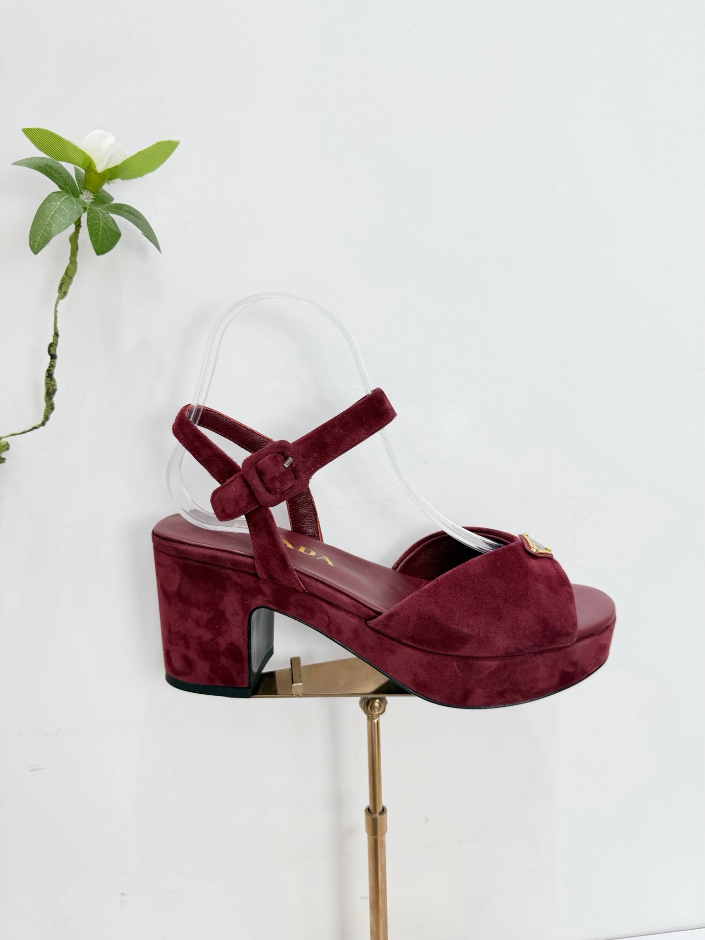 PRA 26SS Platform Sandals 75 Burgundy Suede Sheepskin 592388