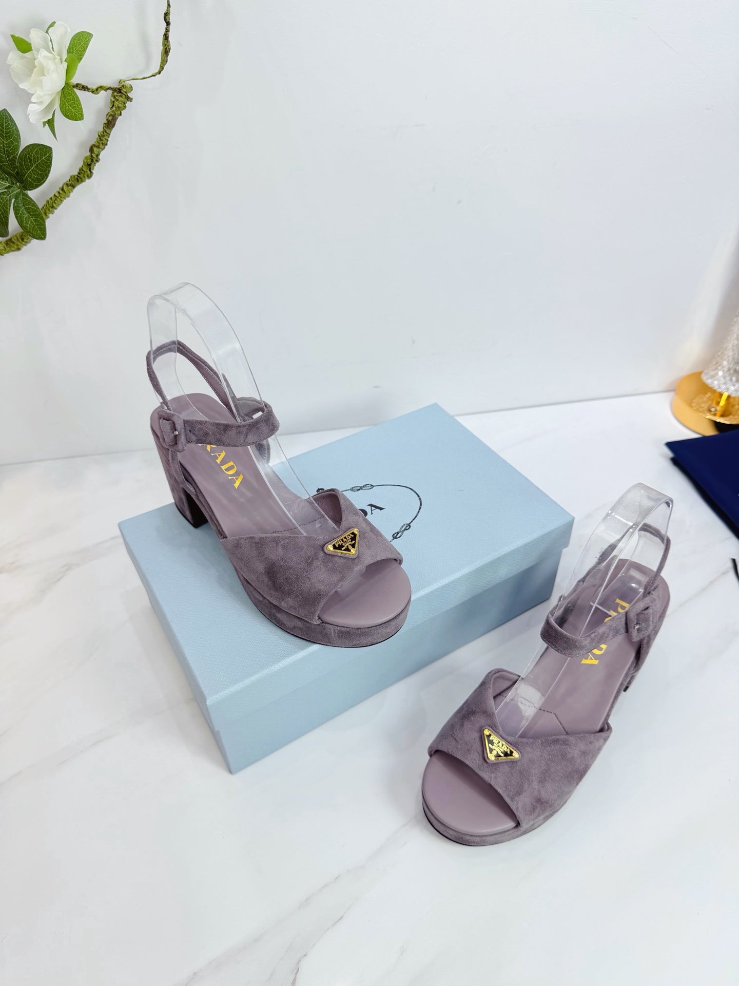 PRA 26SS Platform Sandals 75 Light Purple Suede Sheepskin 592390