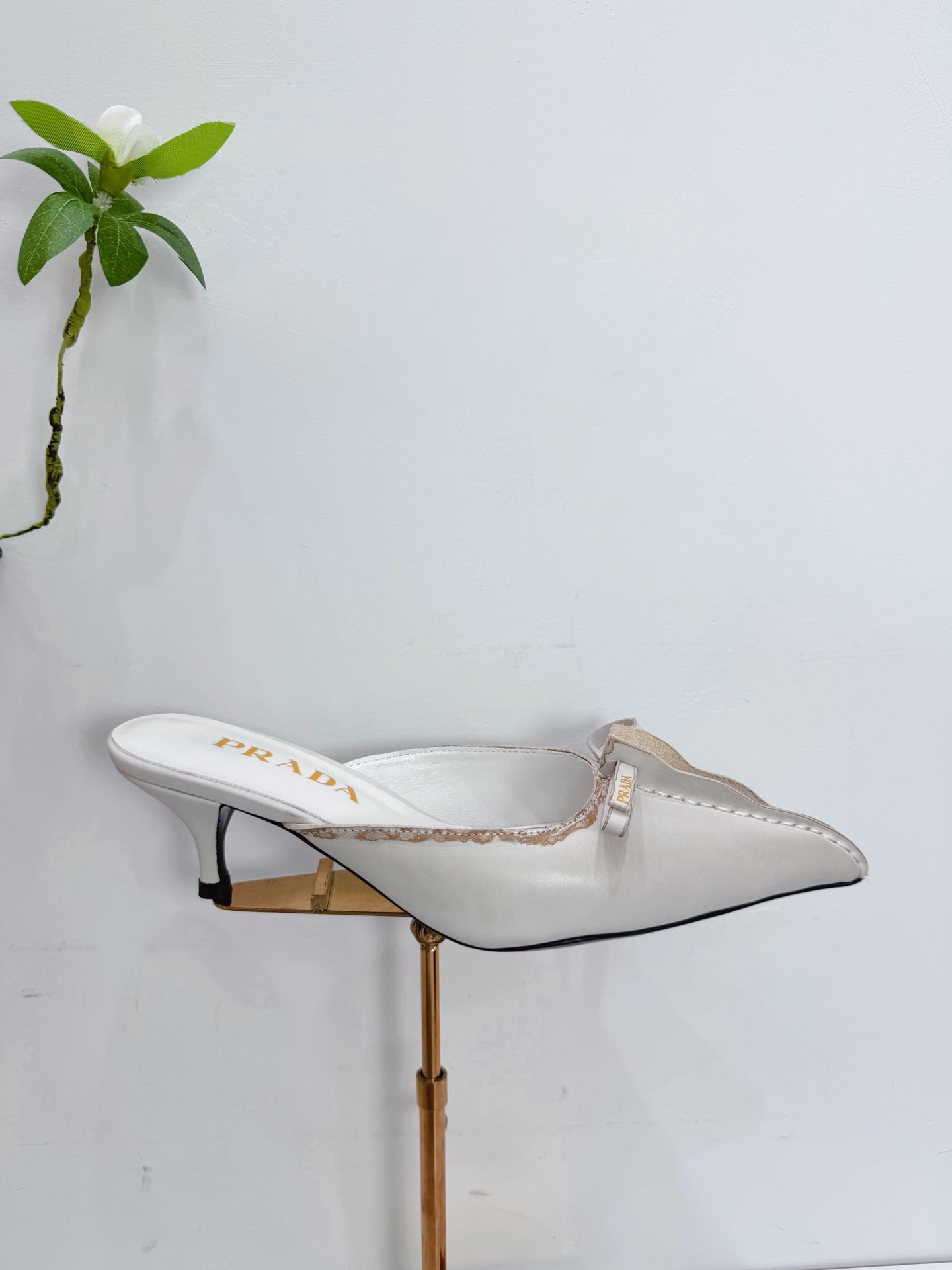 PRA 26SS Hight Heel Mule 55 Ivory Beige Cowhide 592401