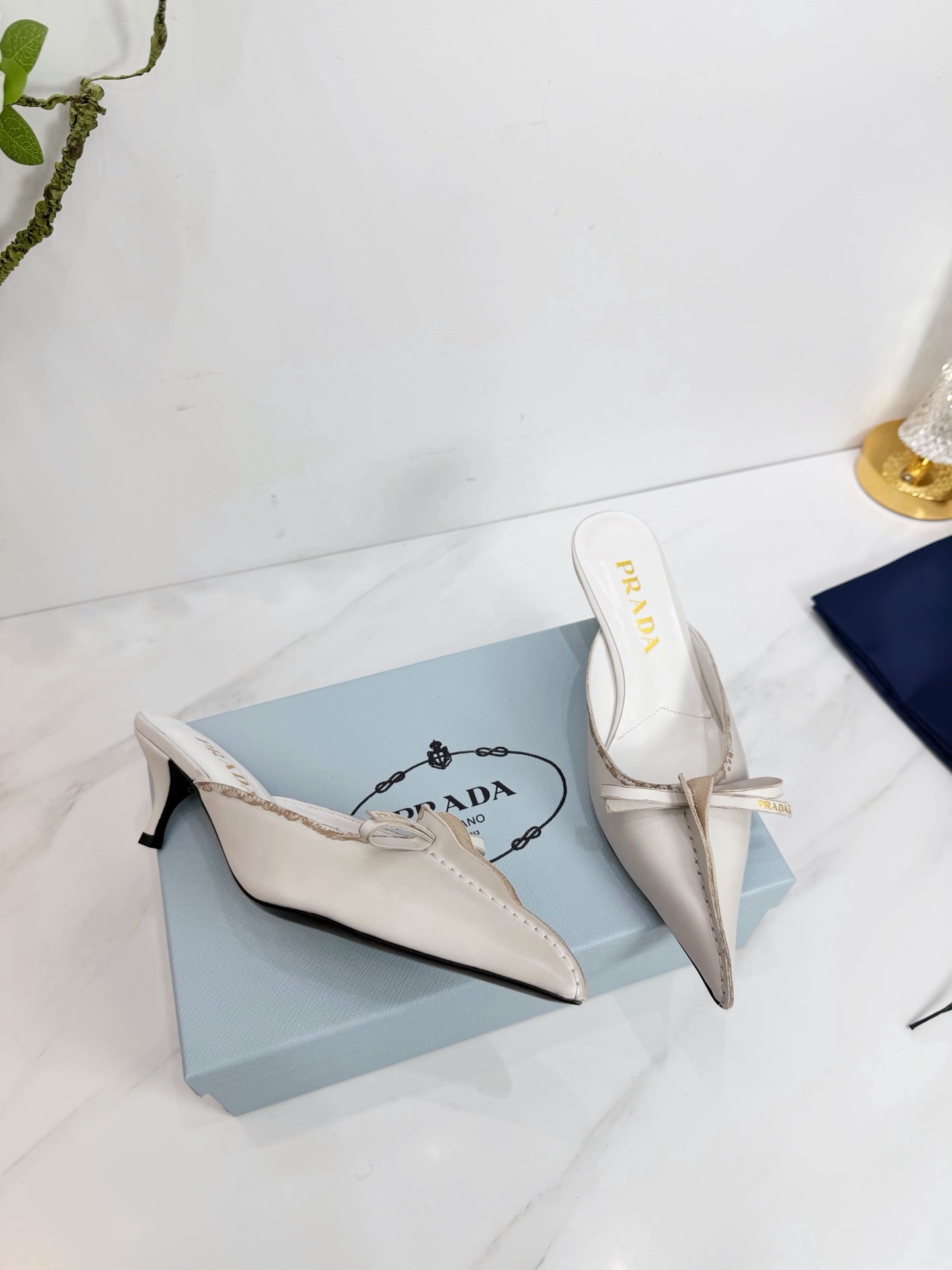 PRA 26SS Hight Heel Mule 55 Ivory Beige Cowhide 592401