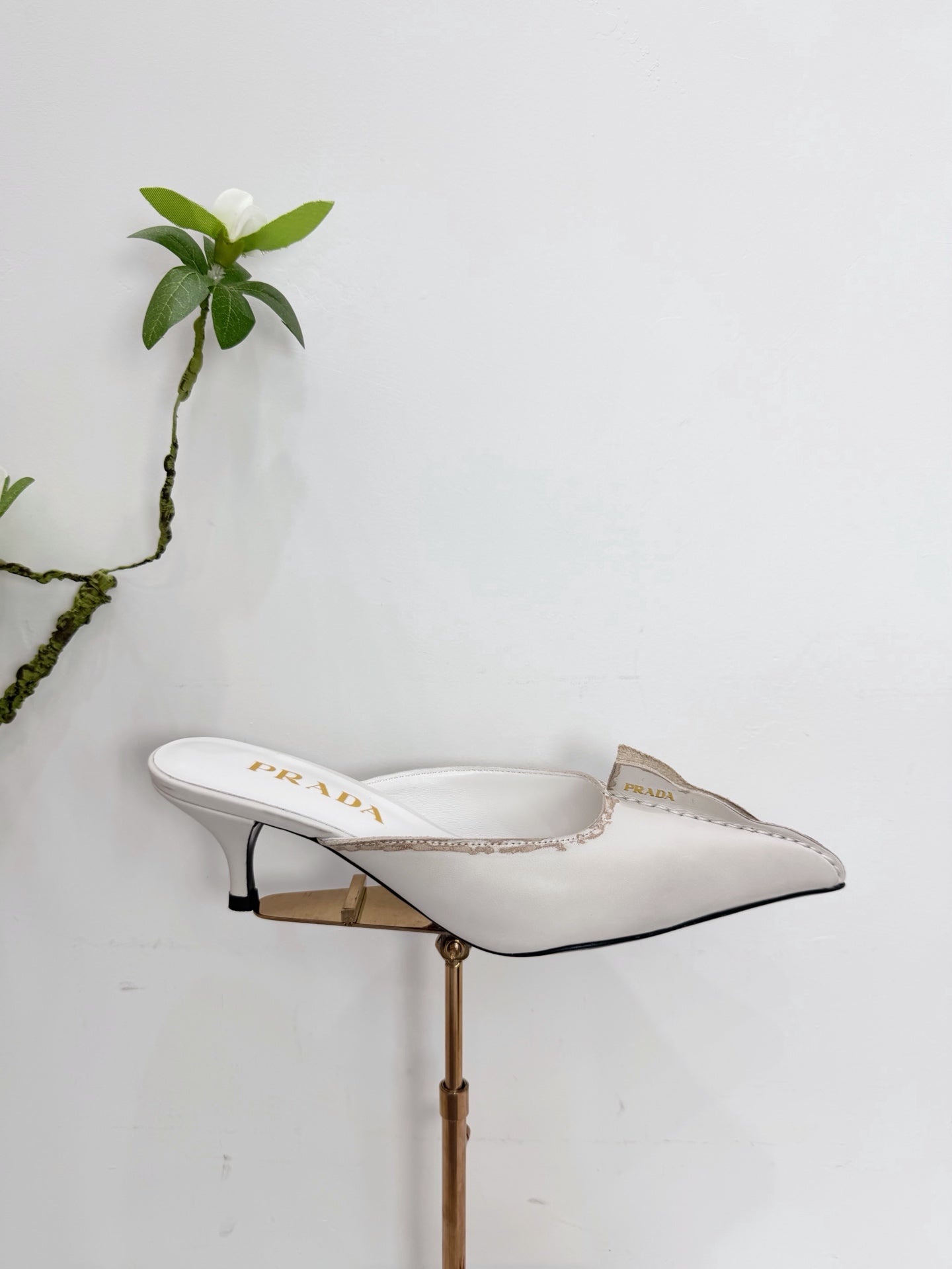 PRA 26SS High Heel Mule 55 Ivory Beige Cowhide 592409