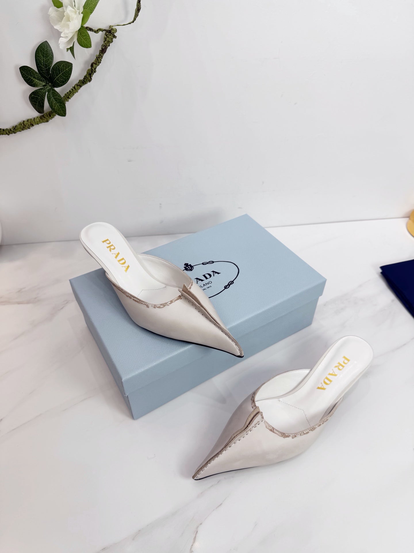 PRA 26SS High Heel Mule 55 Ivory Beige Cowhide 592409