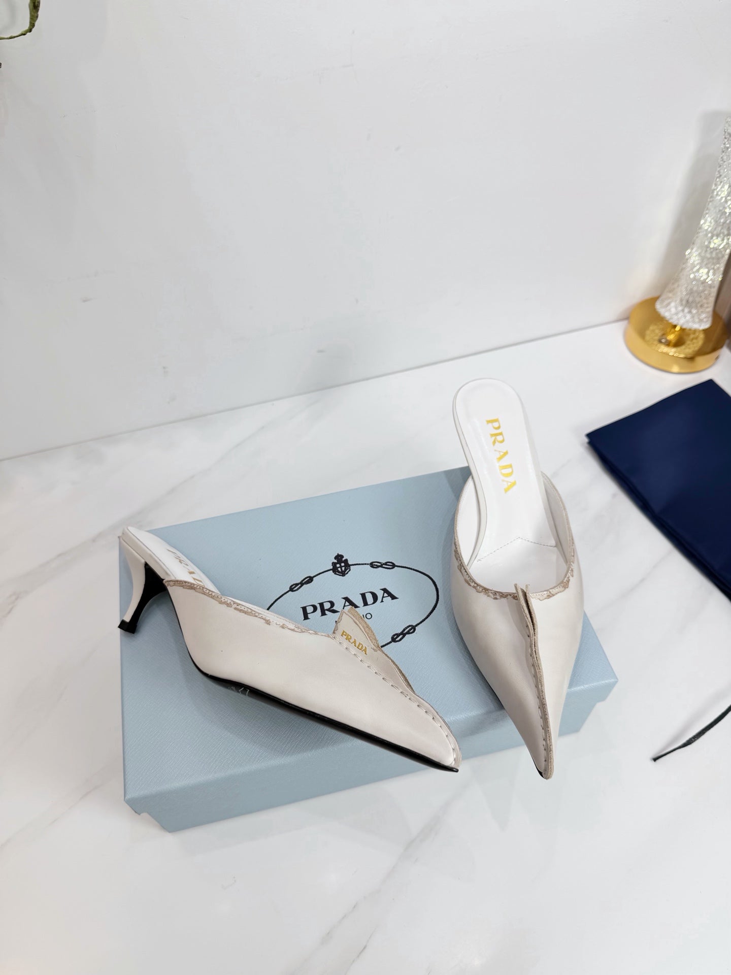 PRA 26SS High Heel Mule 55 Ivory Beige Cowhide 592409