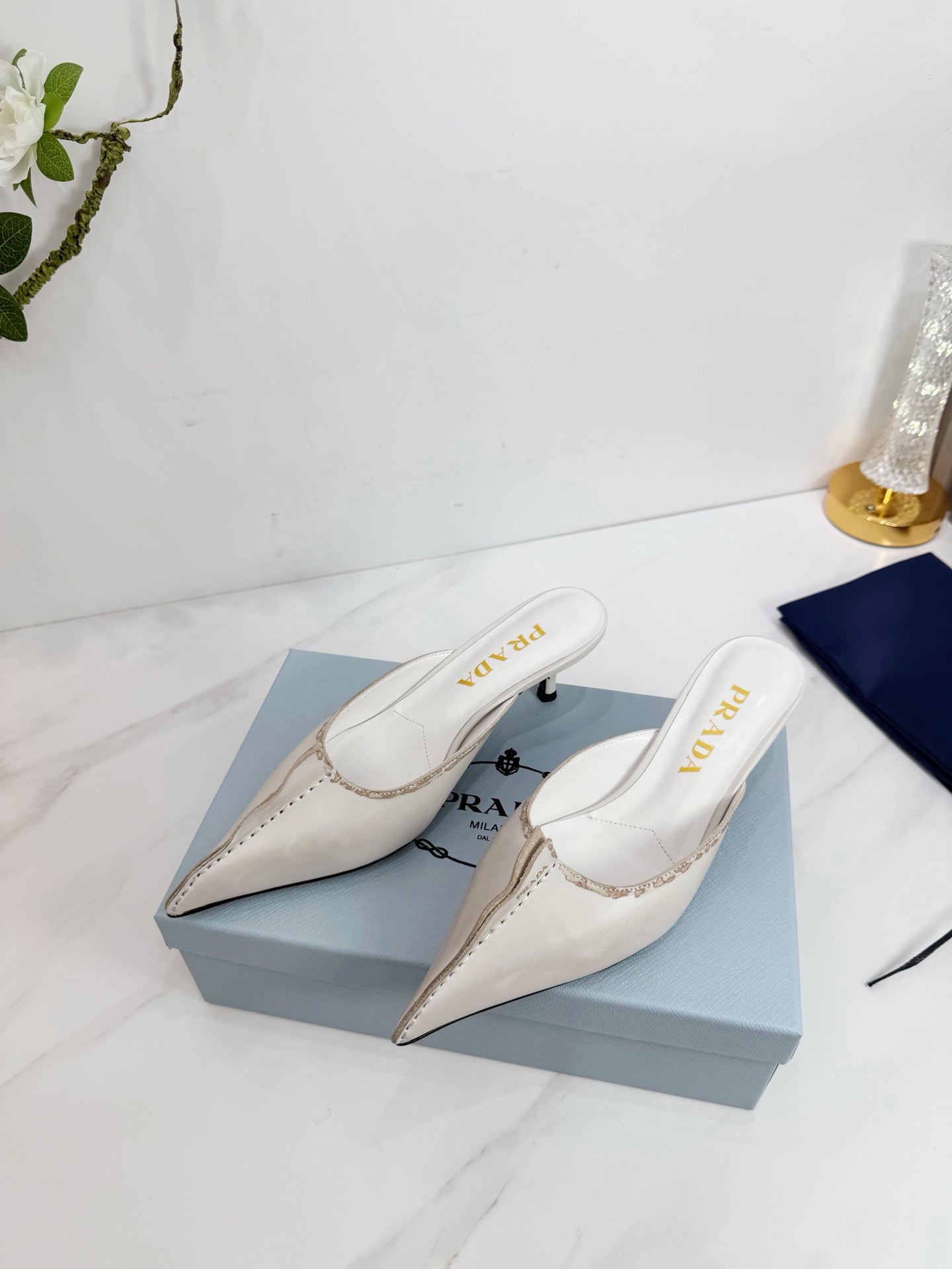 PRA 26SS High Heel Mule 55 Ivory Beige Cowhide 592409