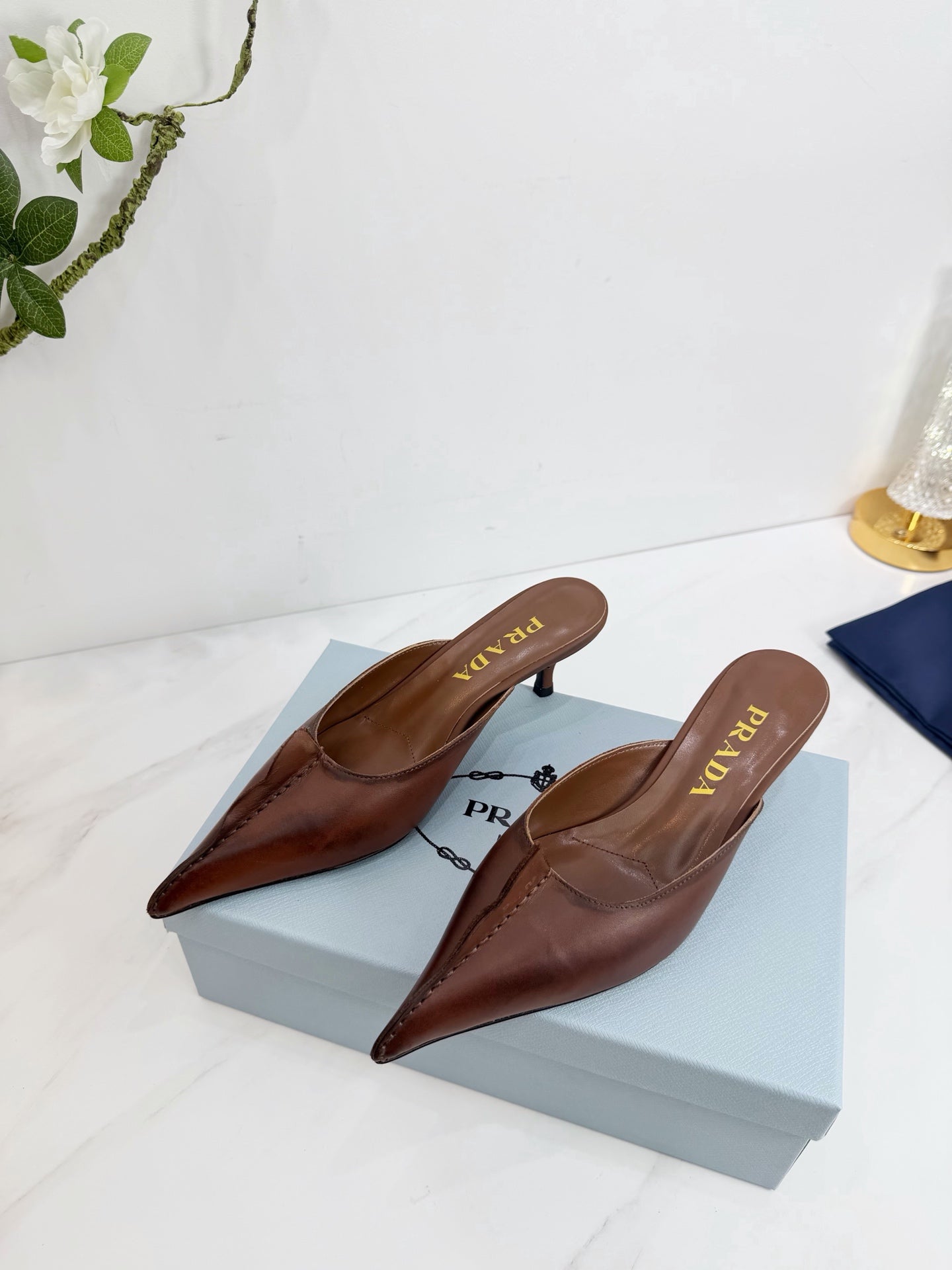 PRA 26SS High Heel Mule 55 Brown Cowhide 592410