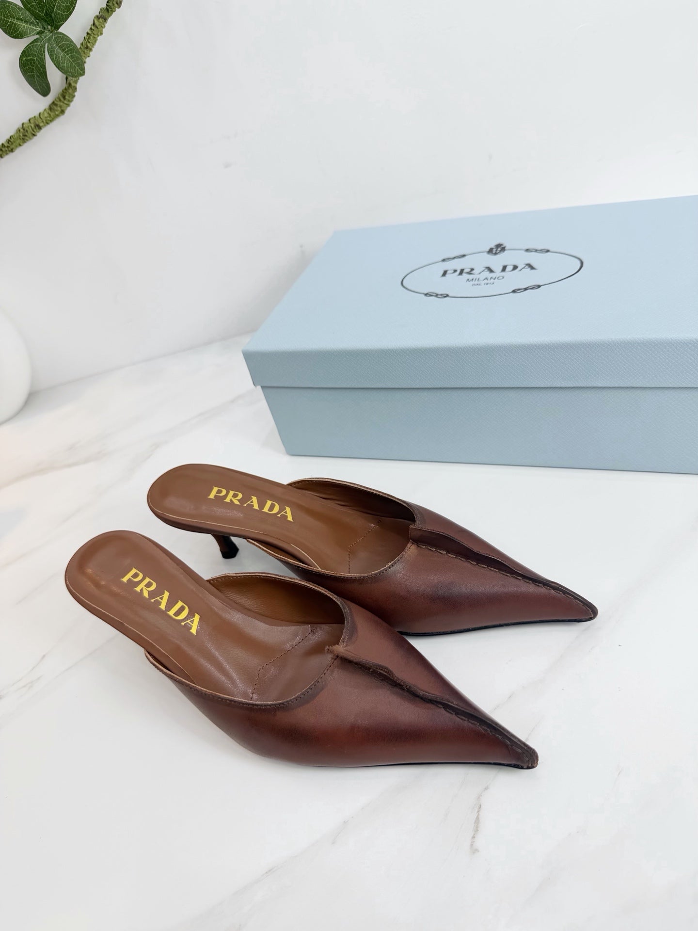 PRA 26SS High Heel Mule 55 Brown Cowhide 592410