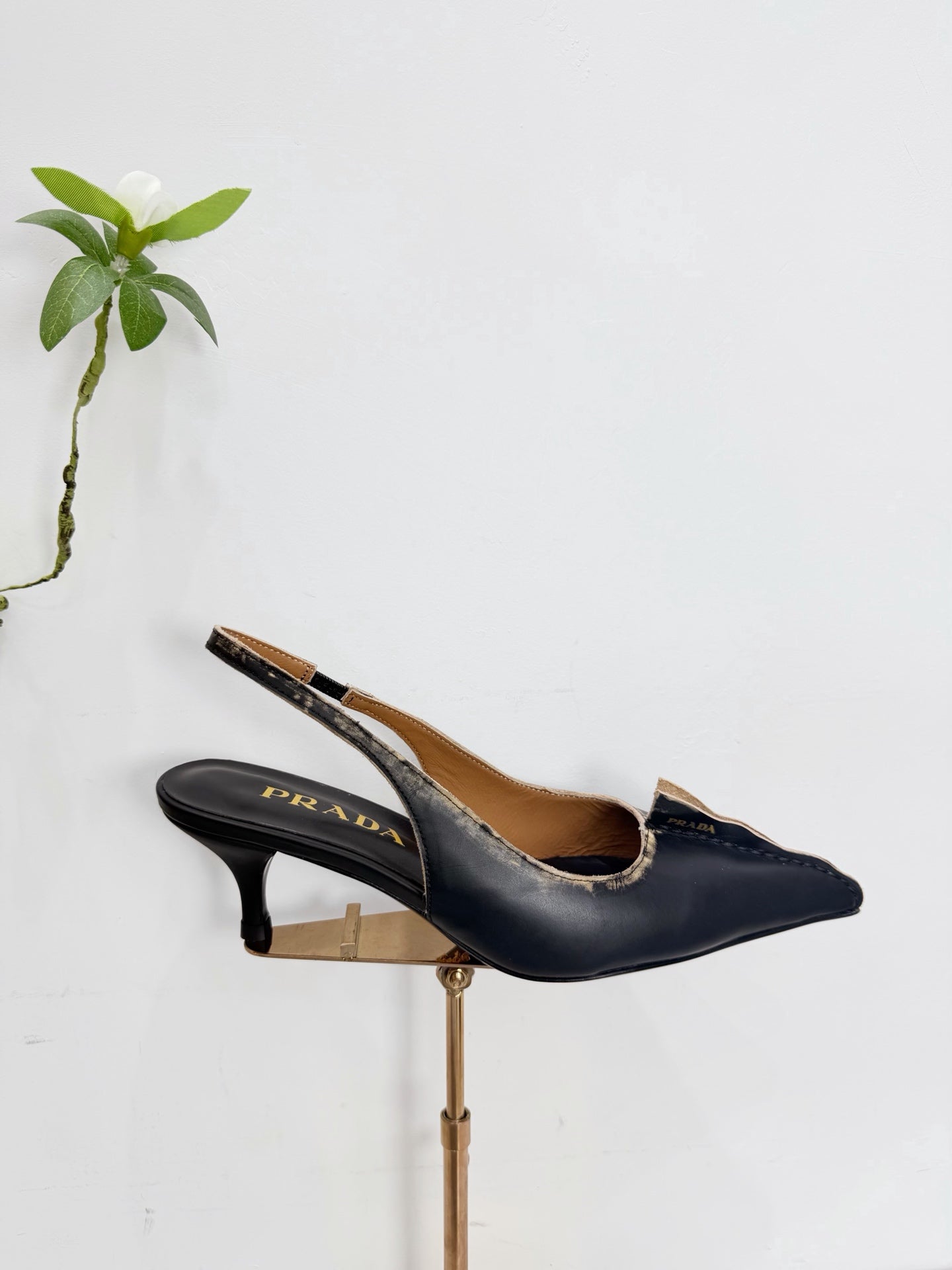 PRA 26SS Slingback 55 Black Beige Cowhide 592411