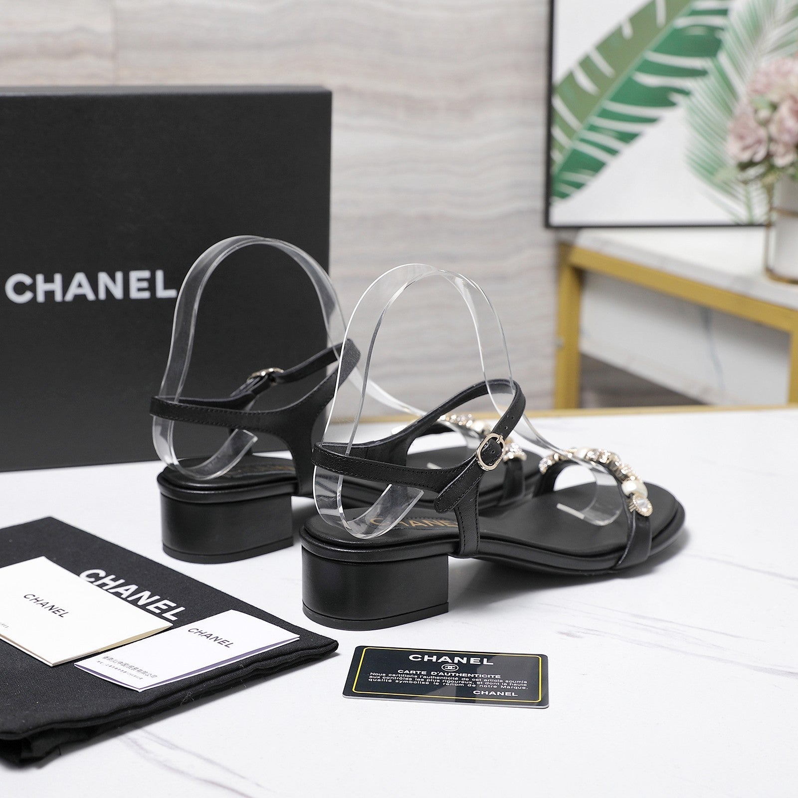 Chanel 2026 Sandals 25mm Black Cowhide 758397