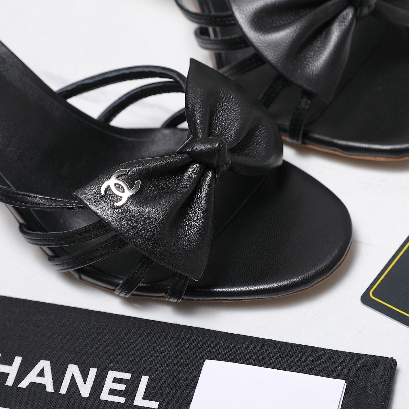 Chanel 2026 High-heeled Sandals With Delicate Bow 80mm Black Cowhide 758430