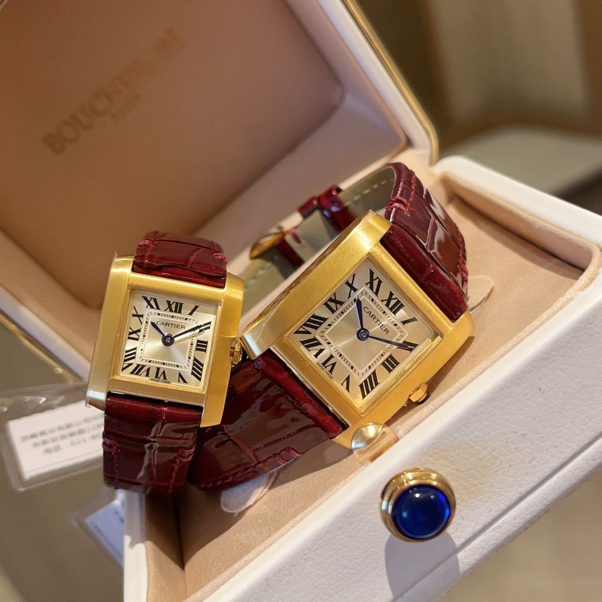Cartier Tank Francaise 21.2 & 27 Gold Leather